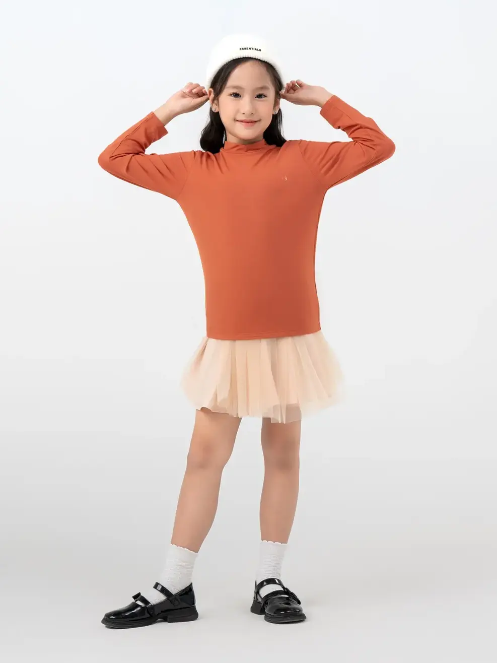 Áo Thun Trẻ Em Giữ Nhiệt Cổ 3cm - Cam - 2