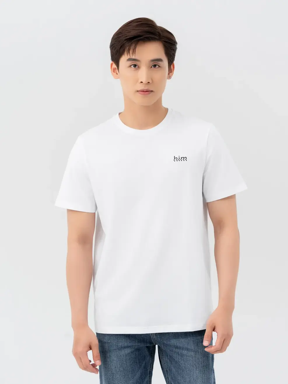 T-shirt Nam In Chứ Him Bột Ngô - Trắng 1 - M