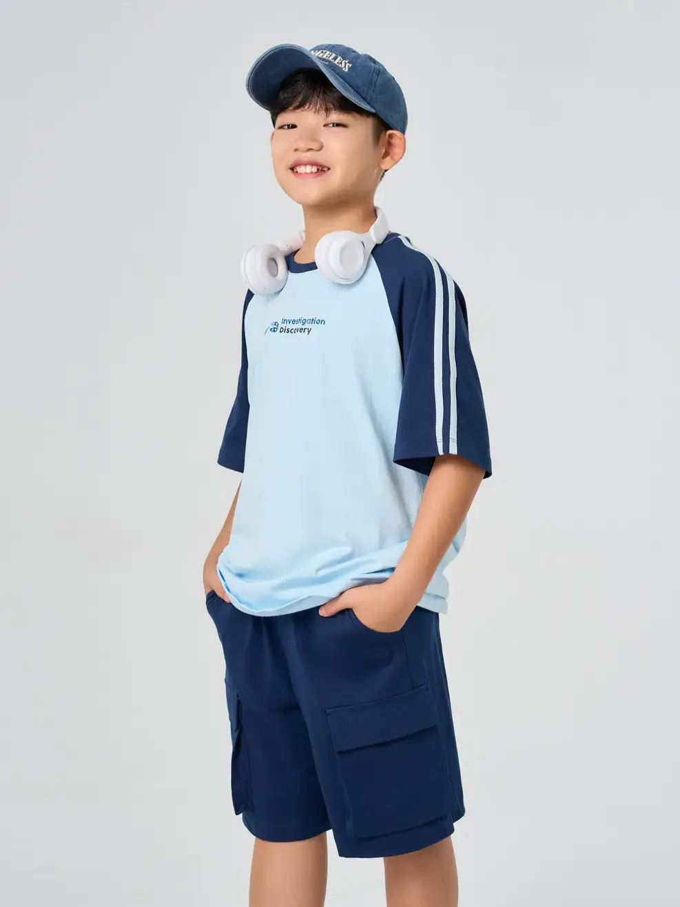 Bộ Đồ Áo Tay Raglan Mix Quần Túi Hộp - XANH 012 - 8-9
