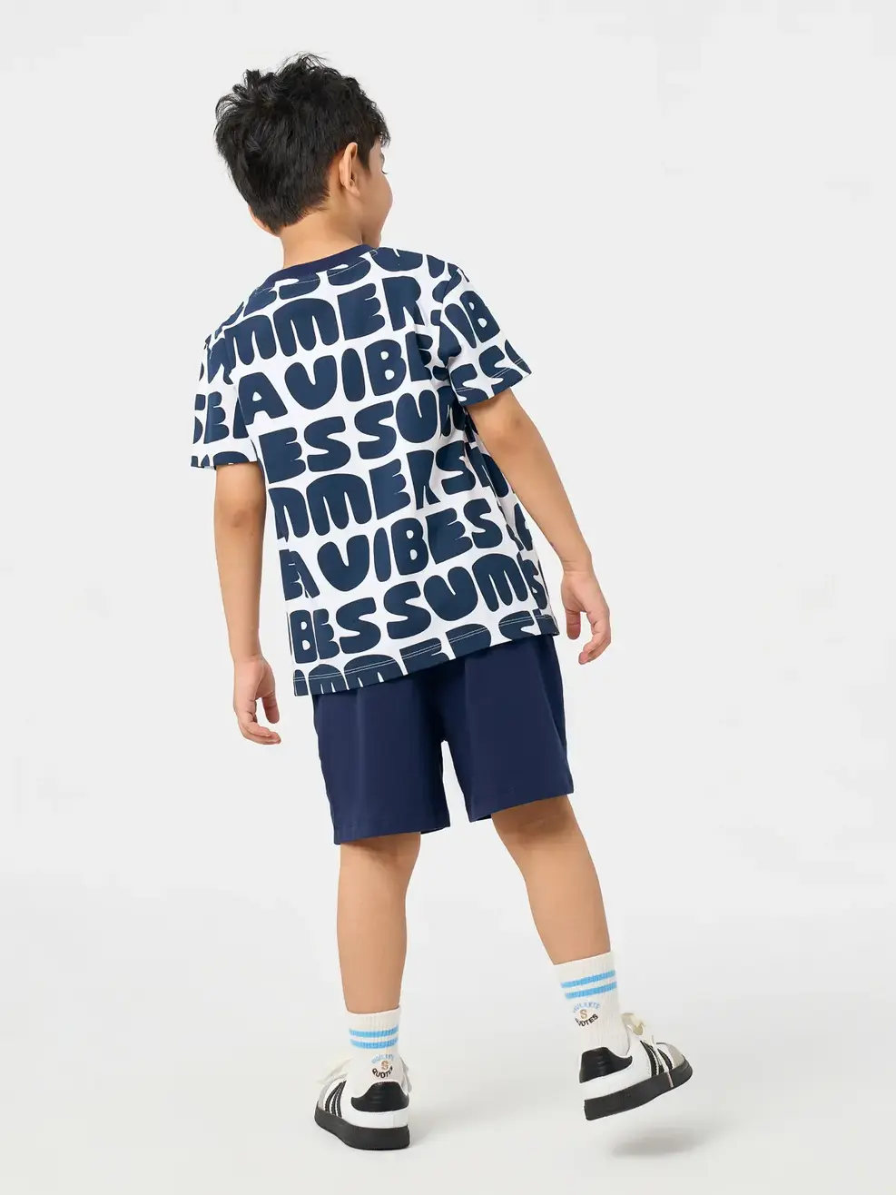 Bộ Đồ Bé Trai Summer - Hoạ Tiết Tím Than 138 - 110