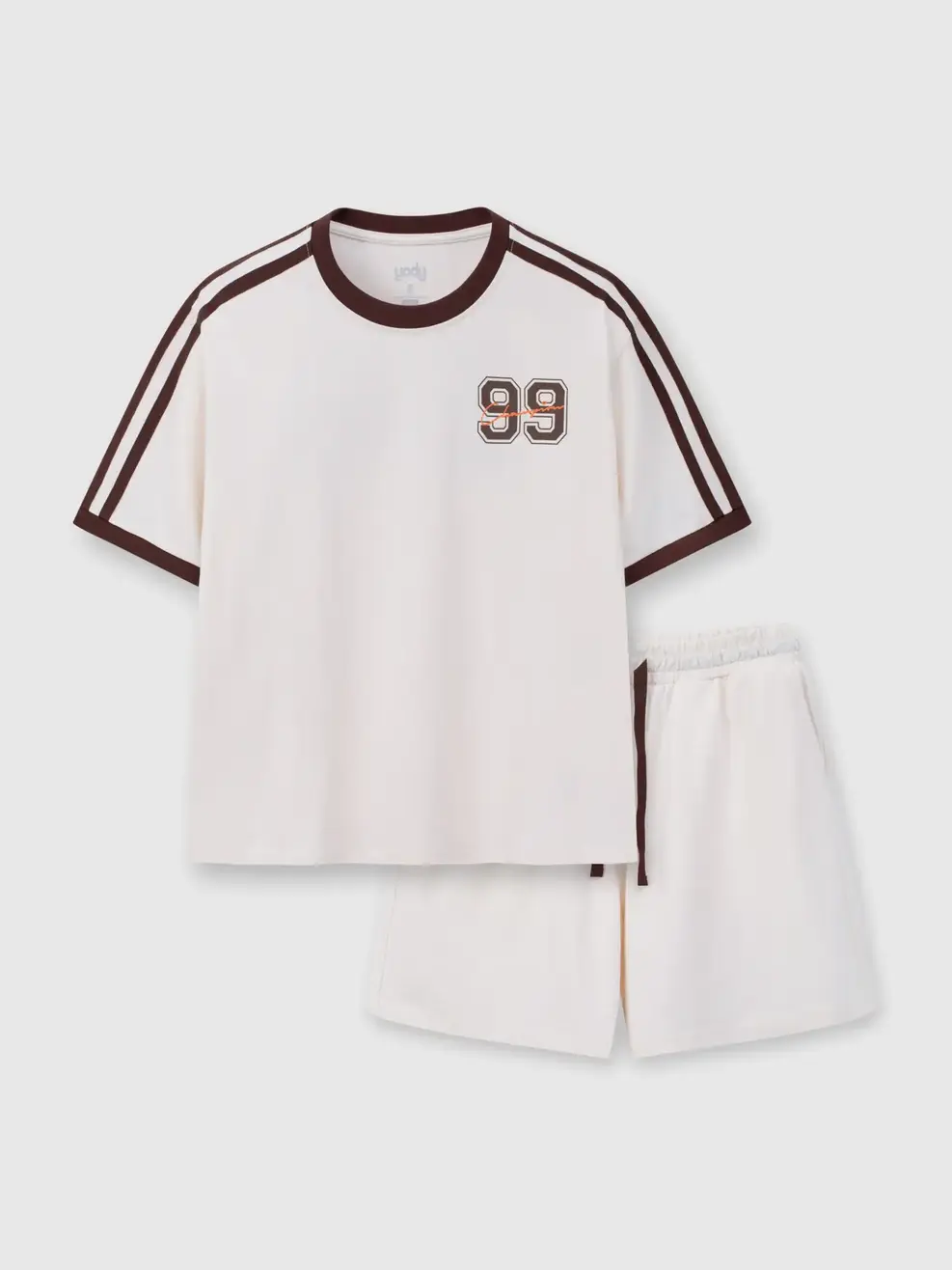 Bộ Đồ Áo Thun Quần Sooc In Số 99  - Be 009 - S