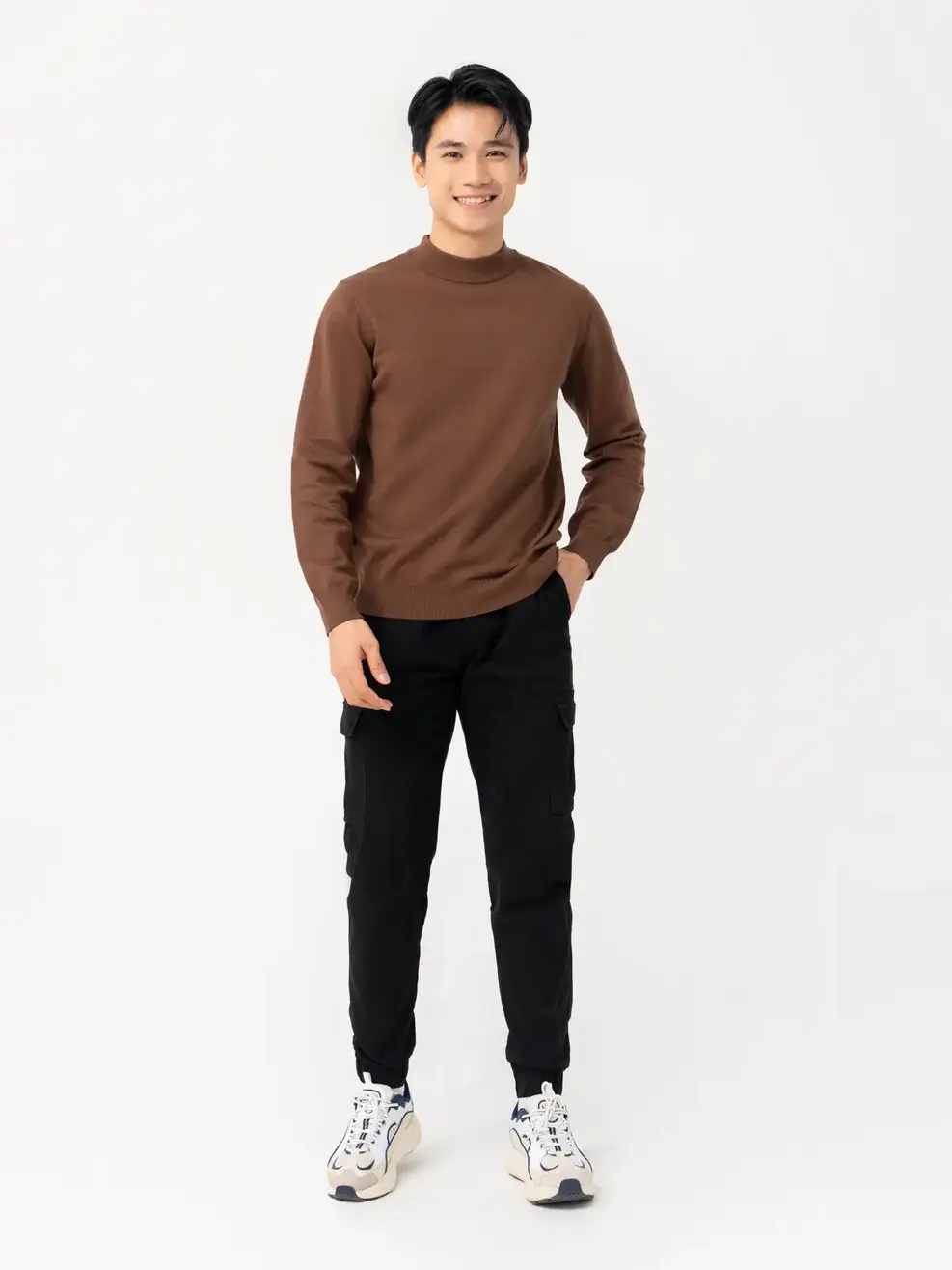 Áo Len Nam  Cơ Bản  - Nâu đậm - XL