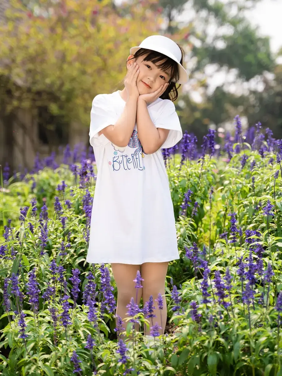 Váy kid nữ cánh bướm thêu - Trắng - 10