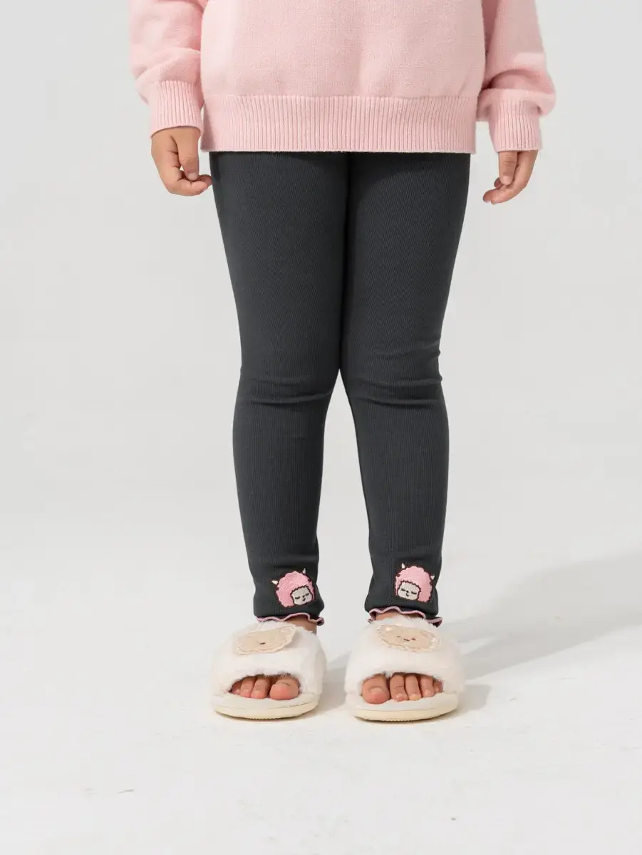 Quần Leging Kid Thêu Cừu - Xám - 2-3