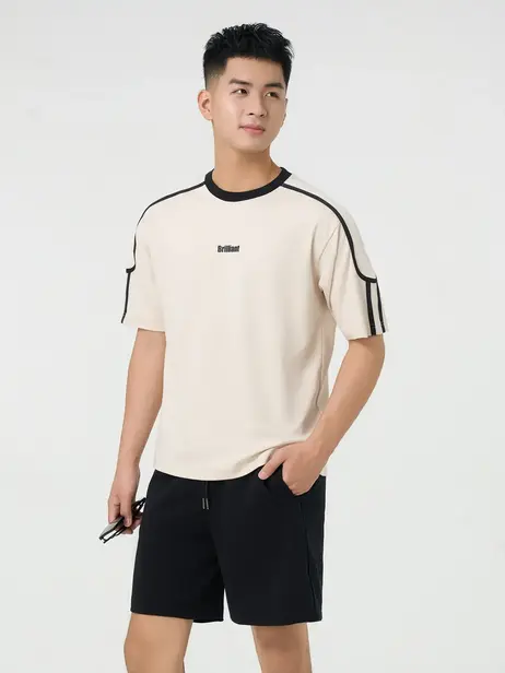 Bộ Đồ Nam Phối Dây Dệt In Chữ Ngực