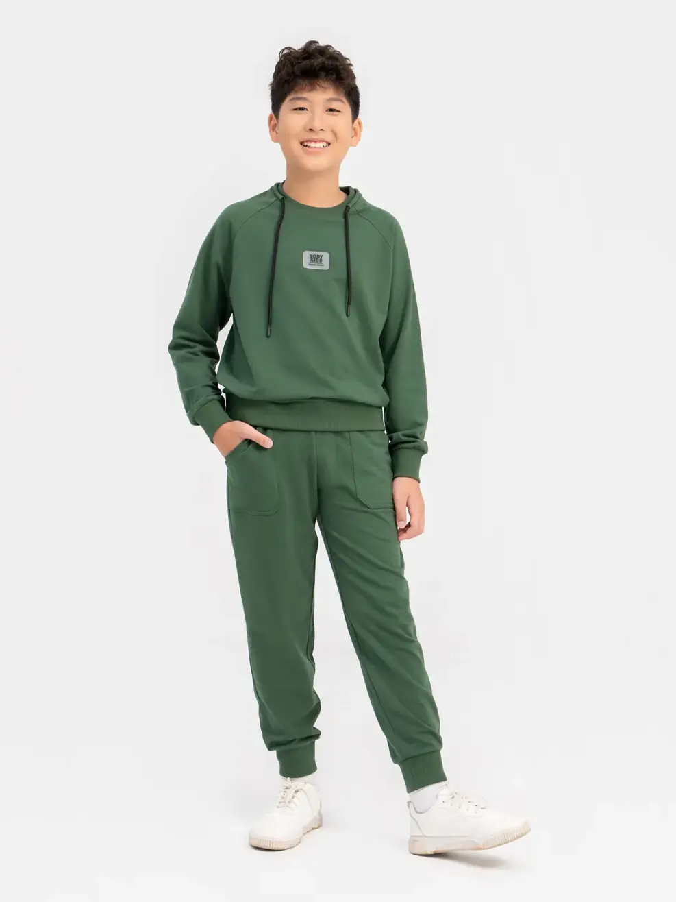 Bộ Đồ Thu Đông Kid Dây Luồn Ở Cổ - Xanh rêu - 10