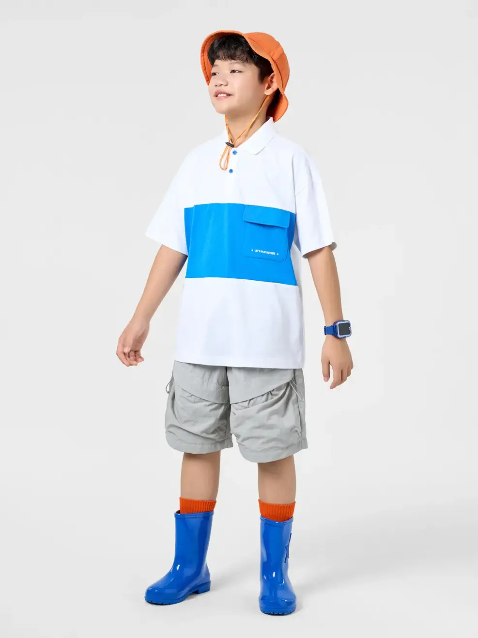 Áo Polo Kid Túi Ốp Can Phối - Trắng 001 - 8-9