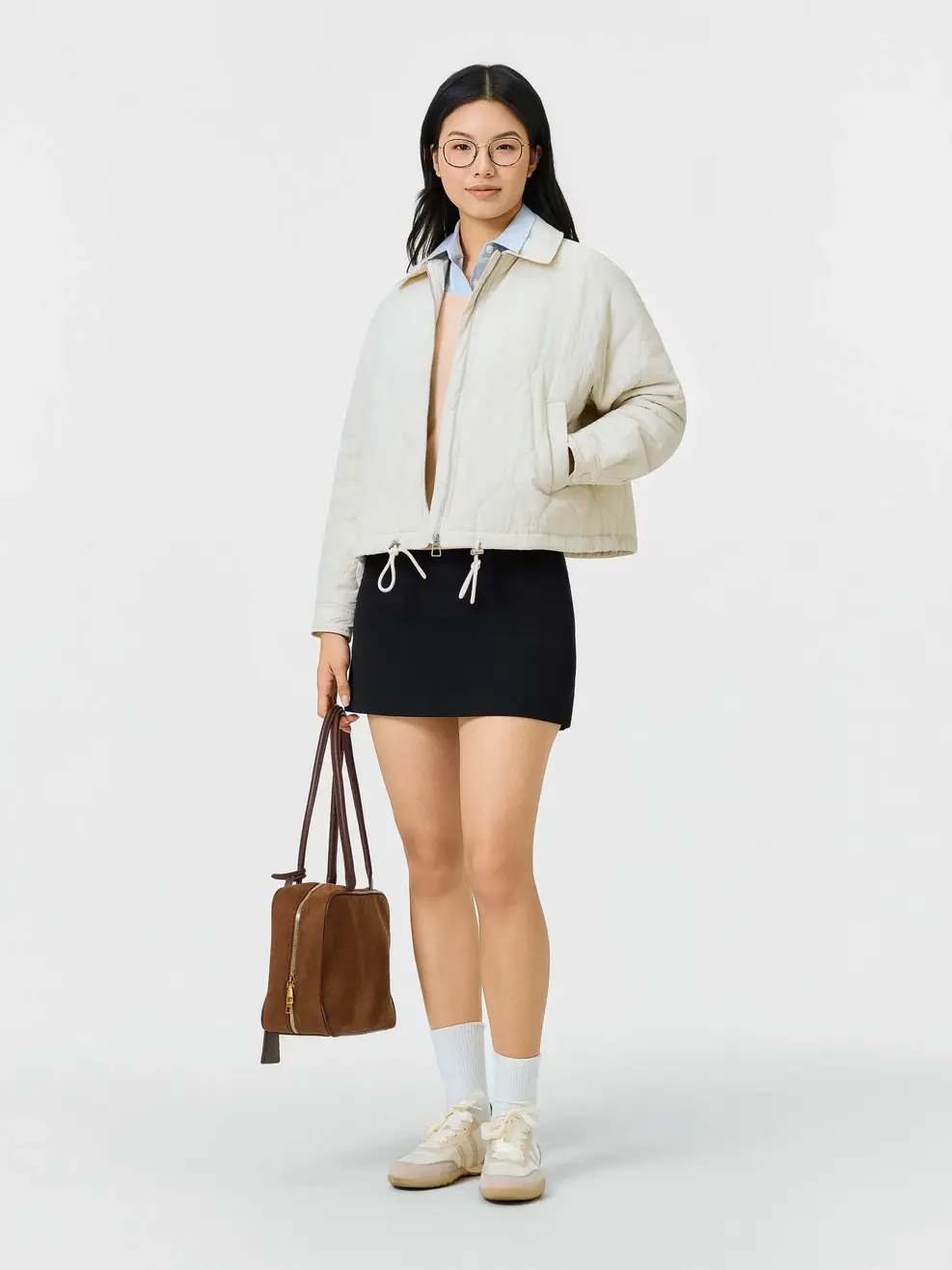 Áo Phao Nữ Bomber Cổ Bẻ - Xám 218 - S