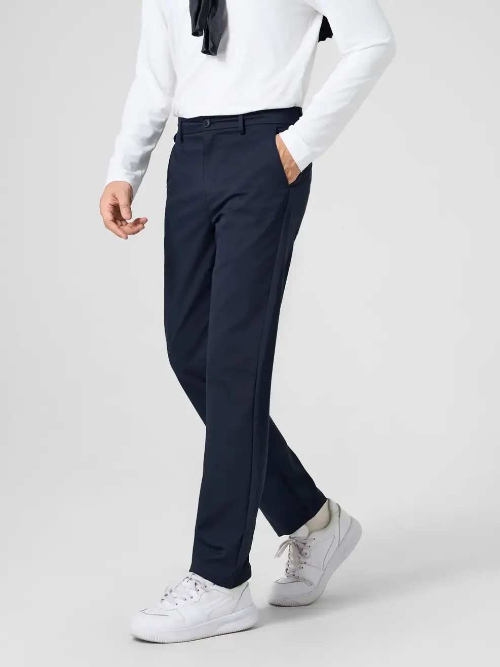 Quần Kaki Nam Phối Túi Sườn - Tím than - 29