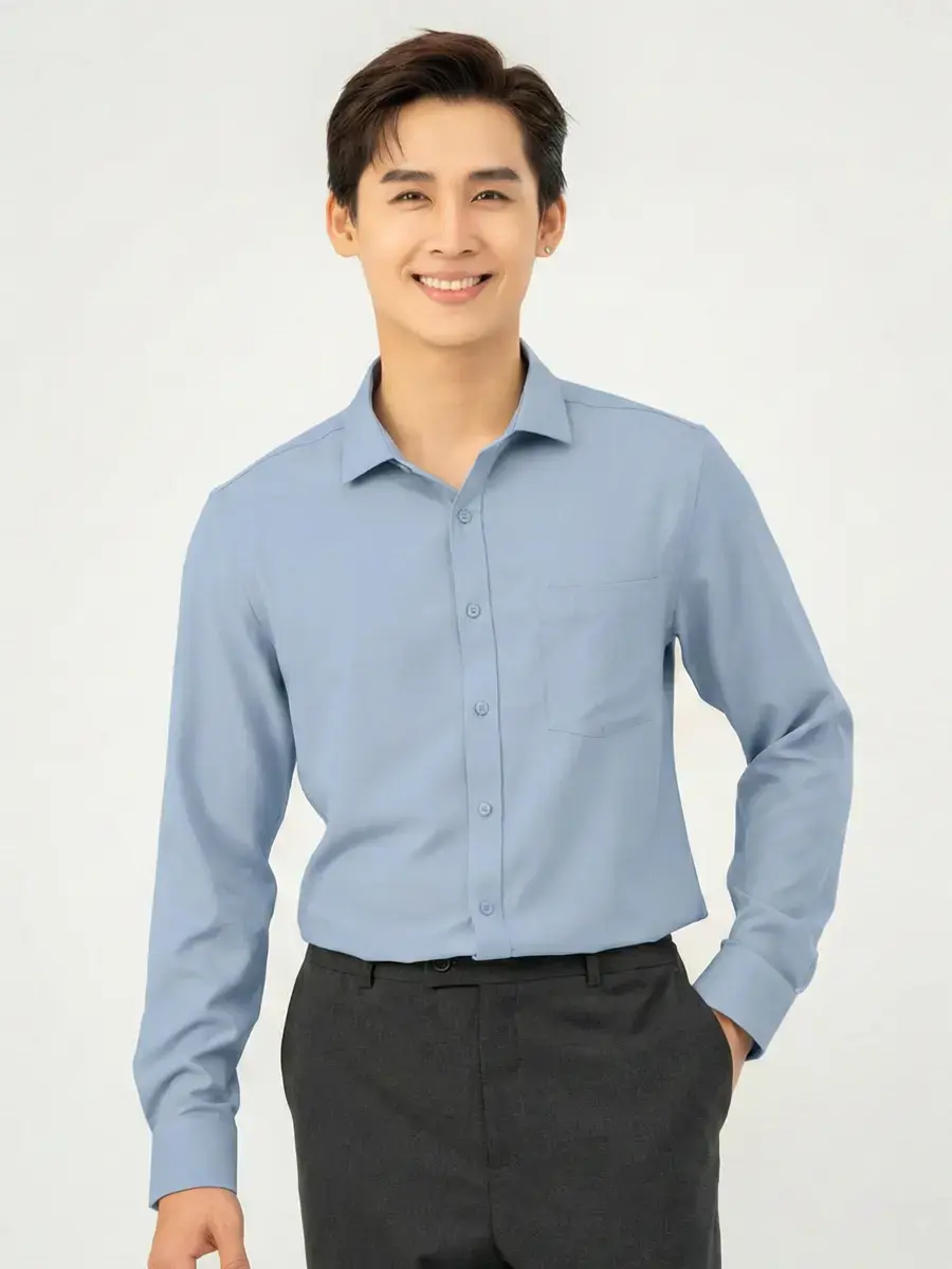 Áo Sơ Mi Dài Tay Cafe (SMM6017) - Xanh da trời 067 - M