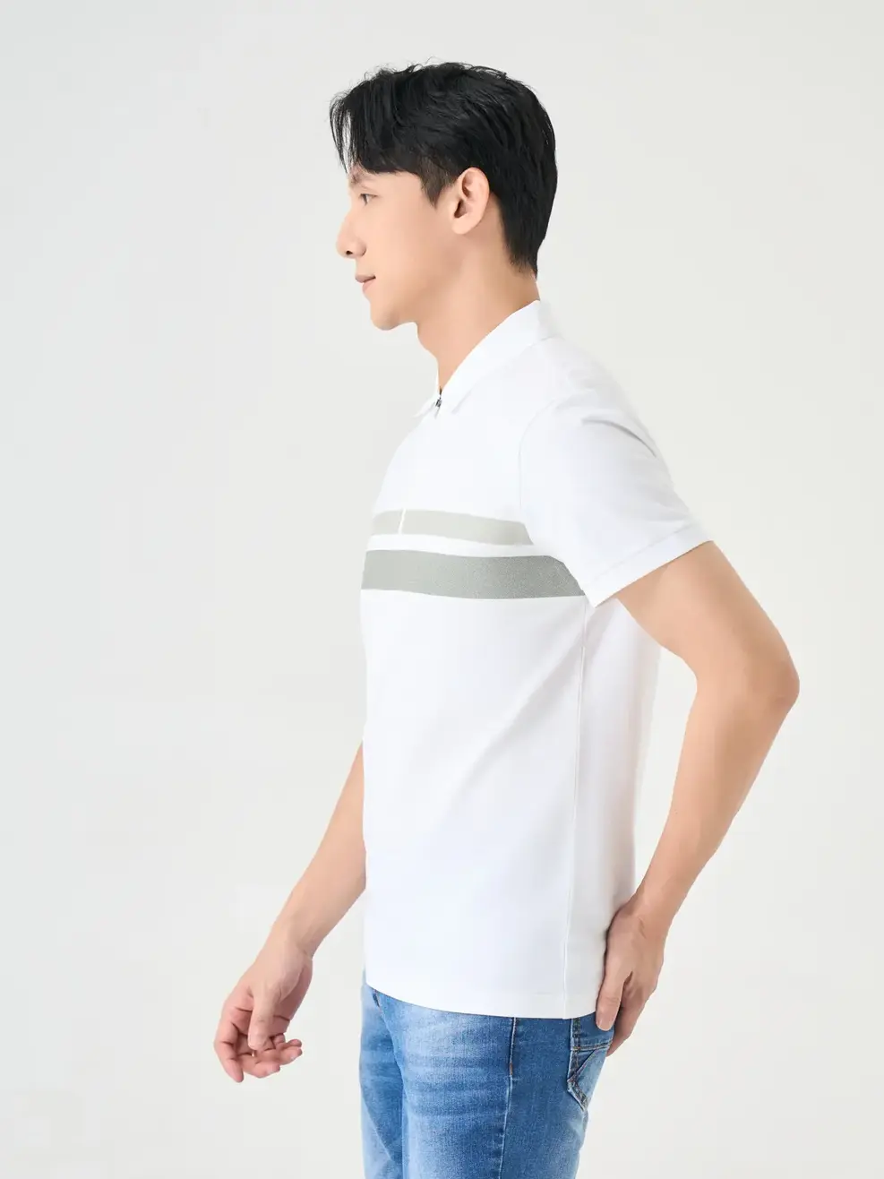 Áo Polo Nam Nẹp Khoá - Trắng kem - M