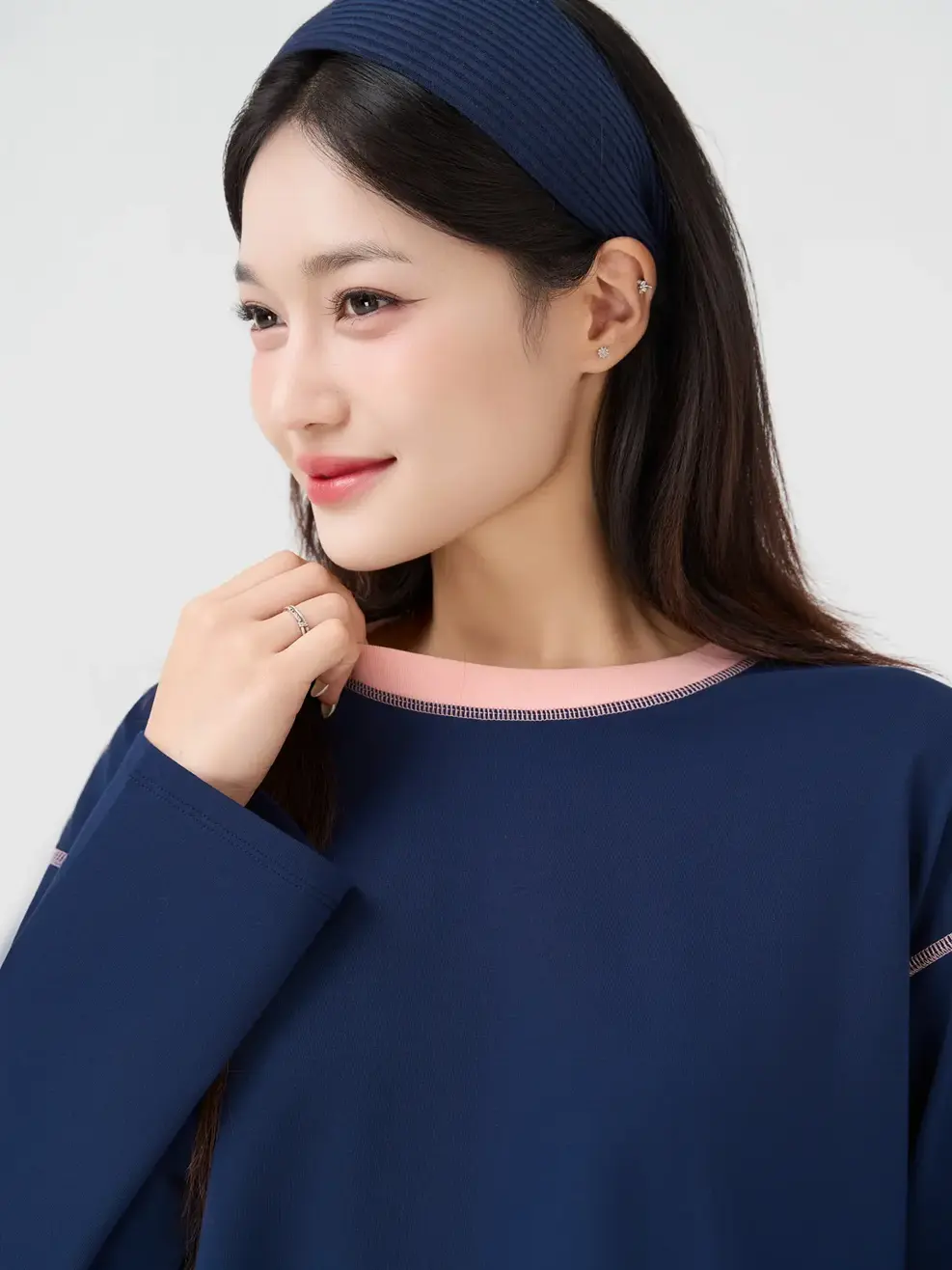 Bộ Đồ Nữ Dáng Suông Phối Màu - Tím Than 058 - XS