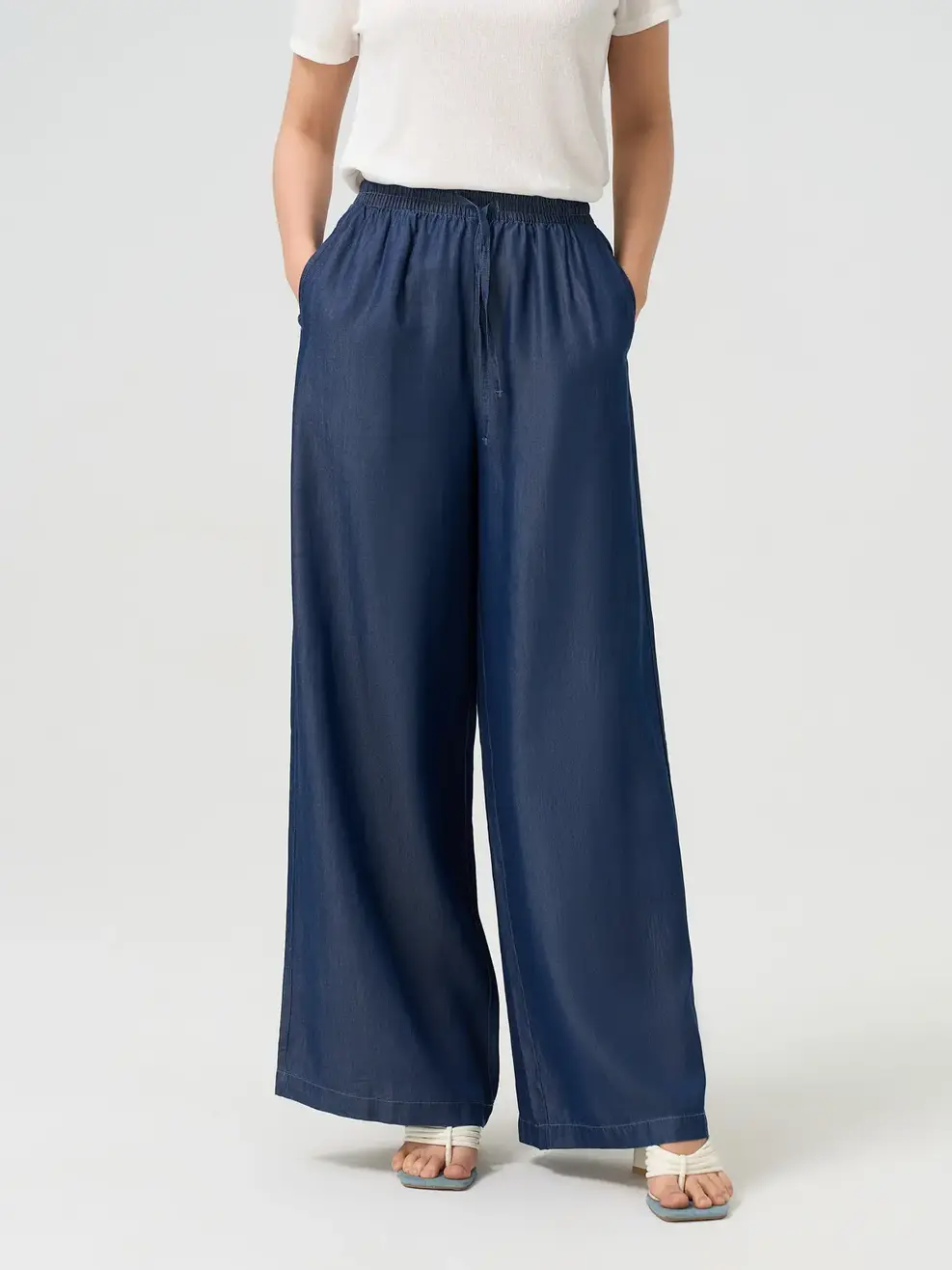 Quần Jeans Giấy Chun Eo Buộc Dây - Xanh 093 - 26