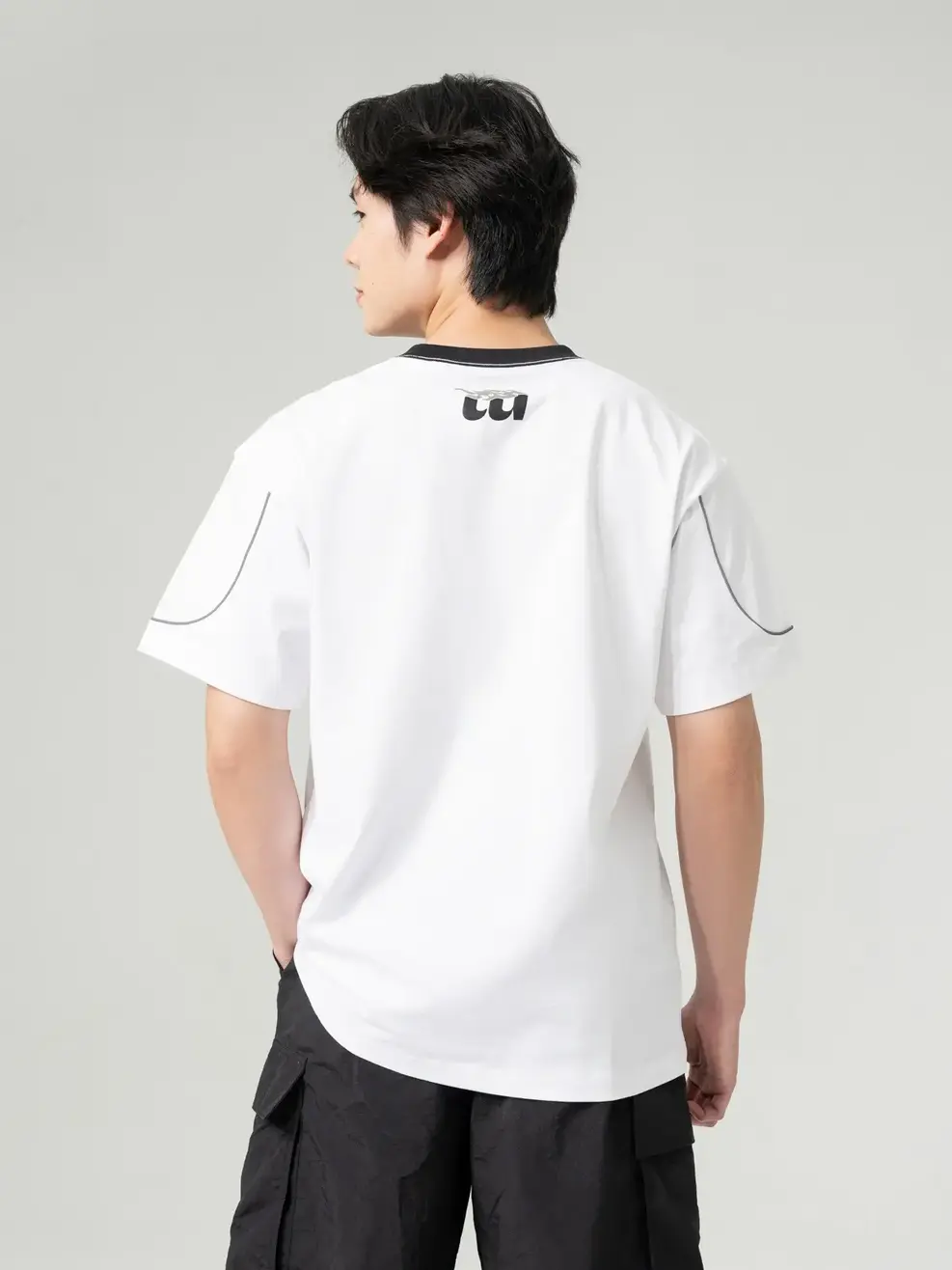 T-shirt Yoguu Phối Viền Phản Quang - Trắng - 0