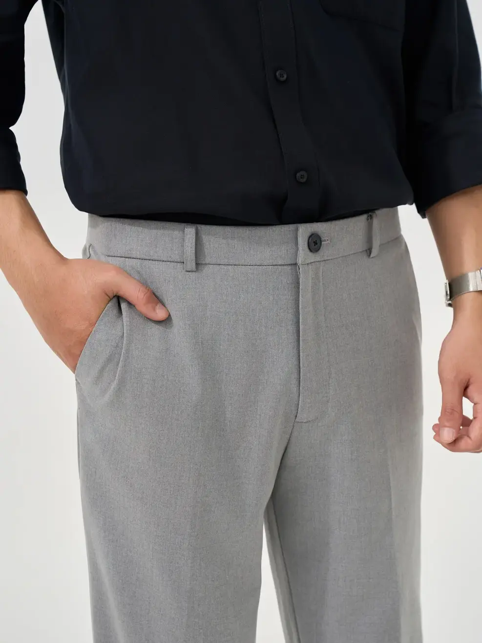 Quần Âu Nam Ngang Mắt Cá Chân Khóa Kéo - Xám melanger 041 - 29