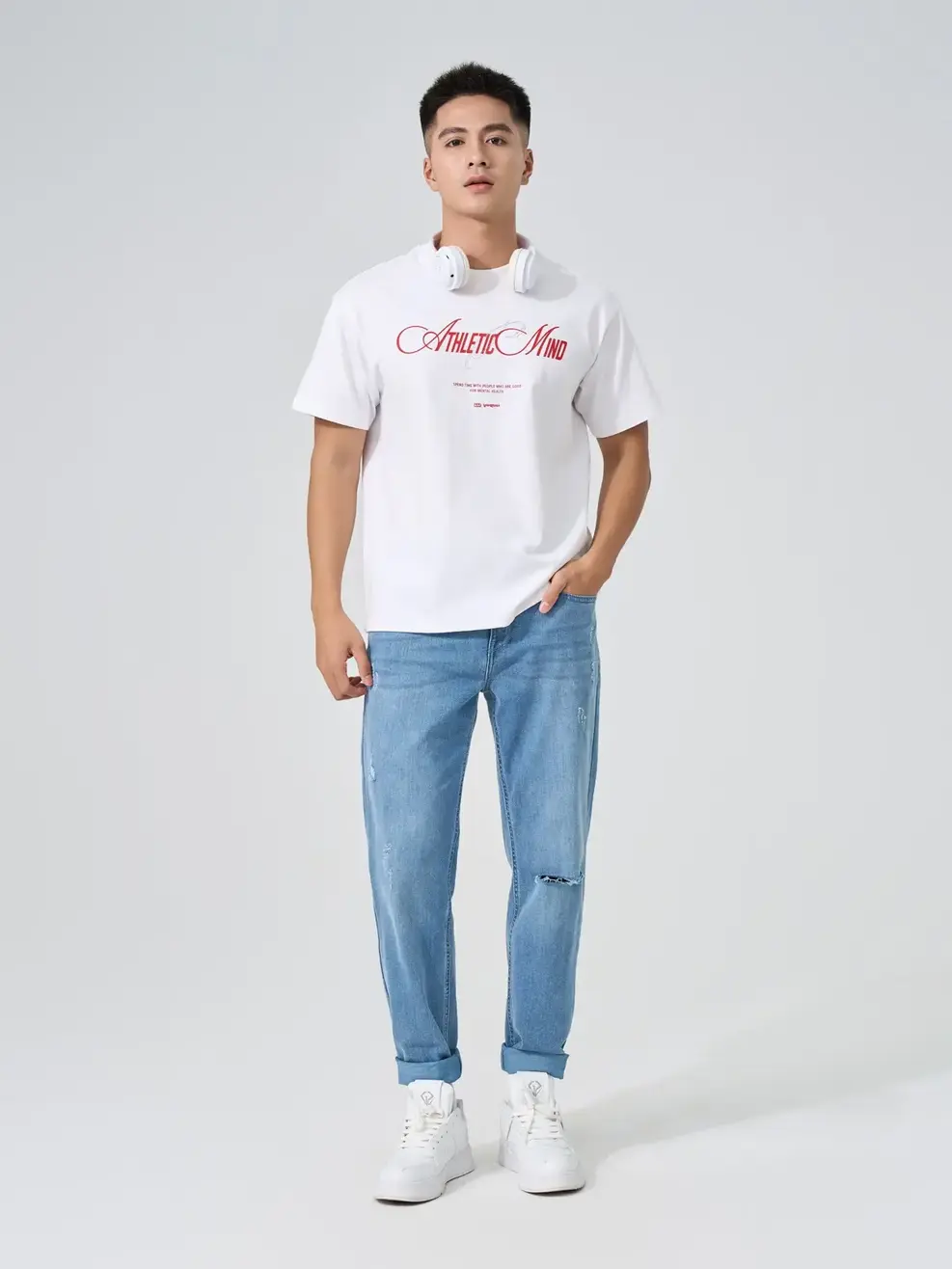 T-shirt Oversize Athletic Mind - Trắng - 0