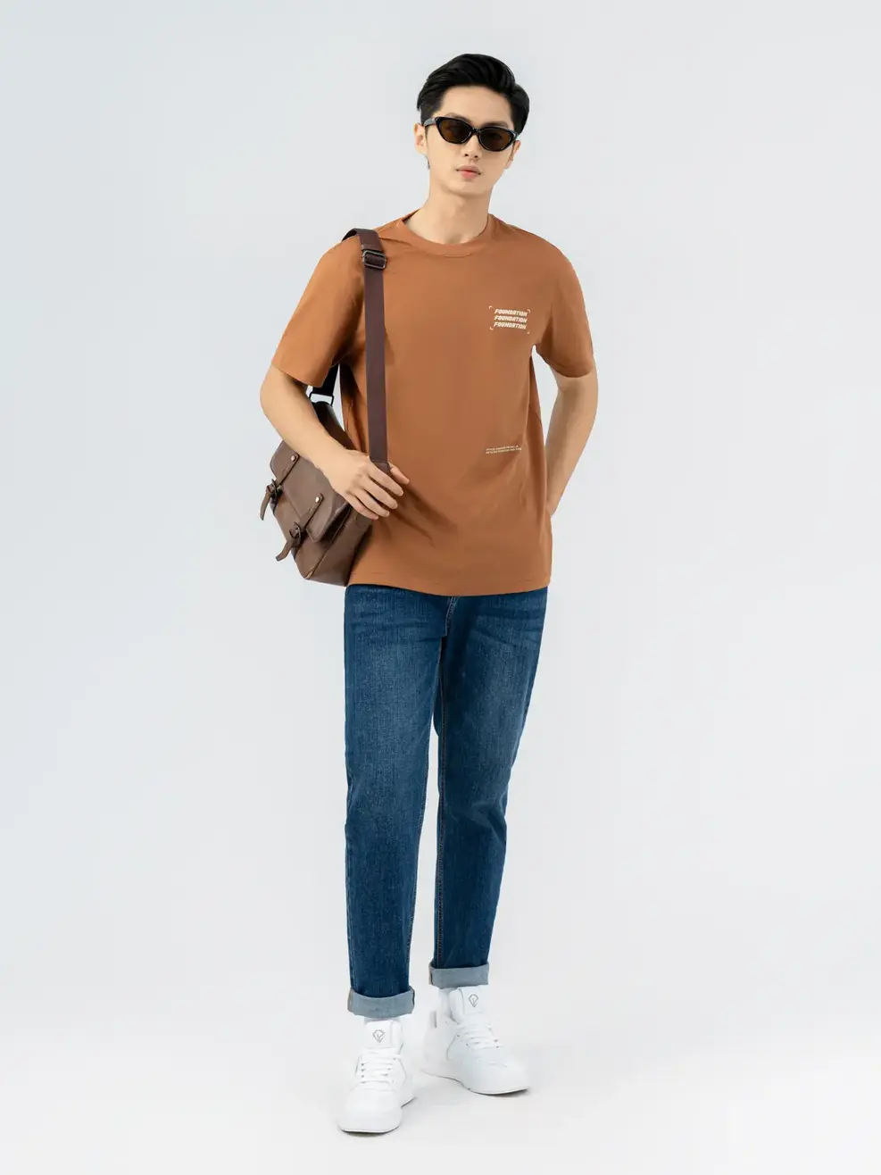 Áo Phông Nam Regular Foundation - Nâu - M