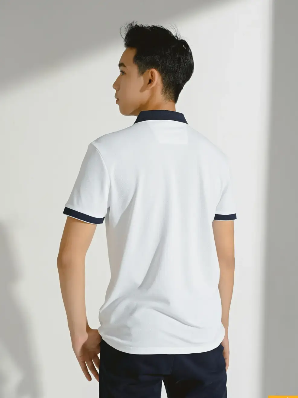 Áo Polo Nam Cà Phê Phối Nẹp (APM3635)) - TRẮNG PHỐI TÍM THAN - M