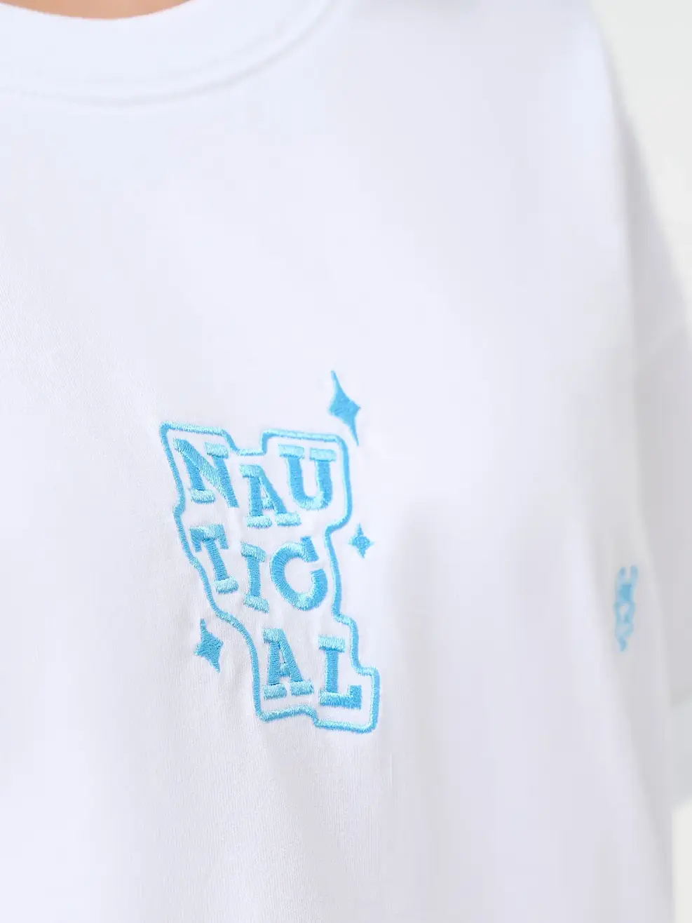 Áo Phông Nữ Relax Thêu Nautical - Trắng 001 - XS