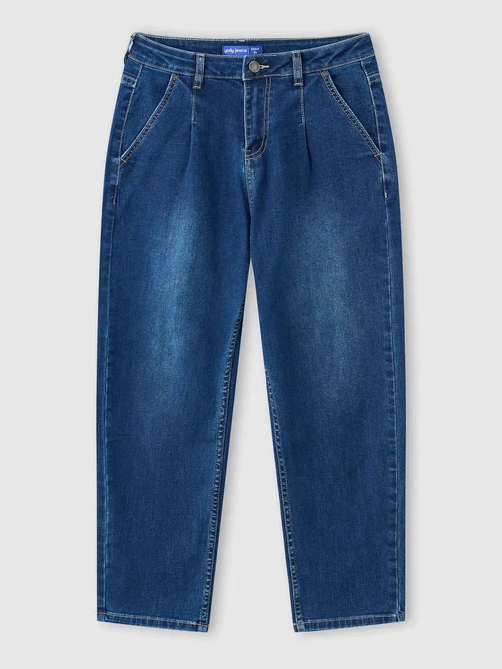 Quần Jeans Nữ Baggy Xếp Ly - Màu chàm 002 - 26