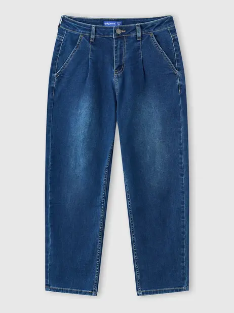 Quần Jeans Nữ Baggy Xếp Ly