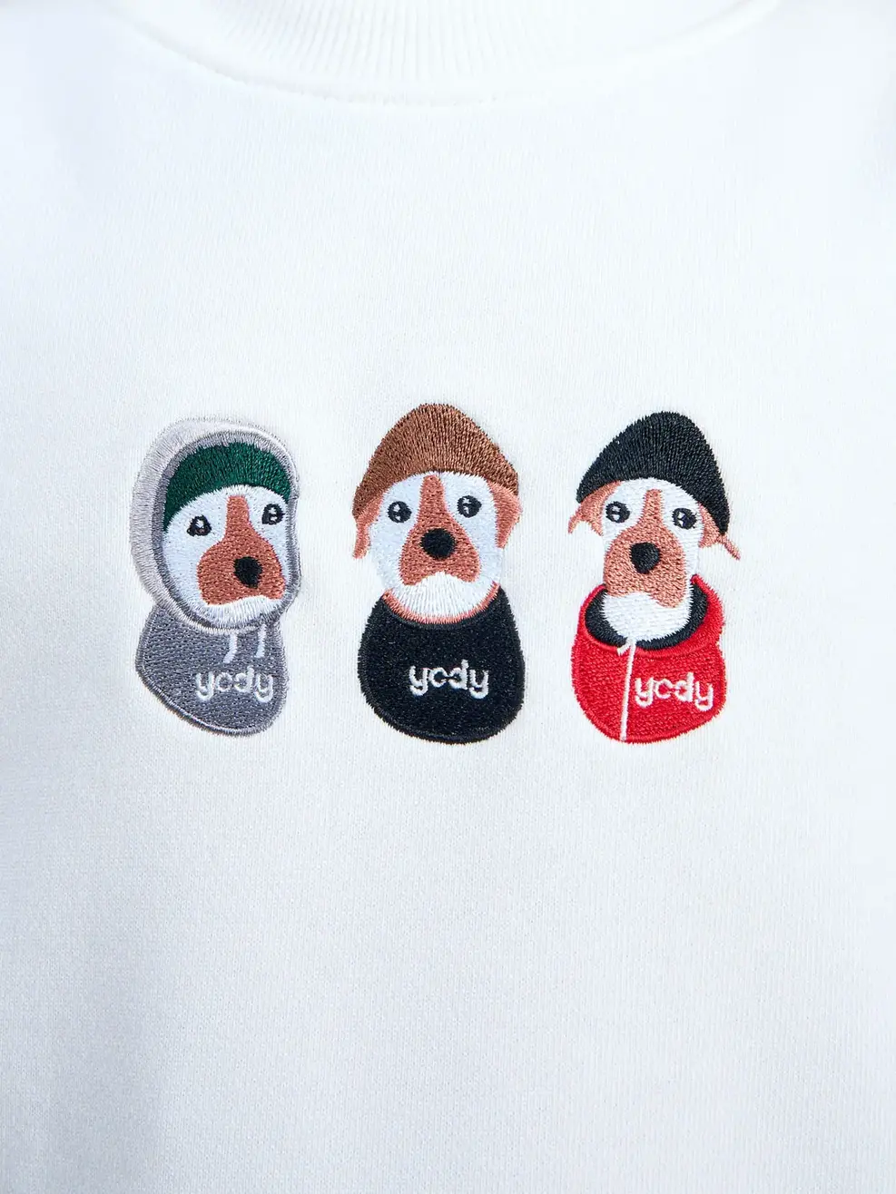 Áo nỉ trẻ em dáng rộng thêu cún - Trắng - 4