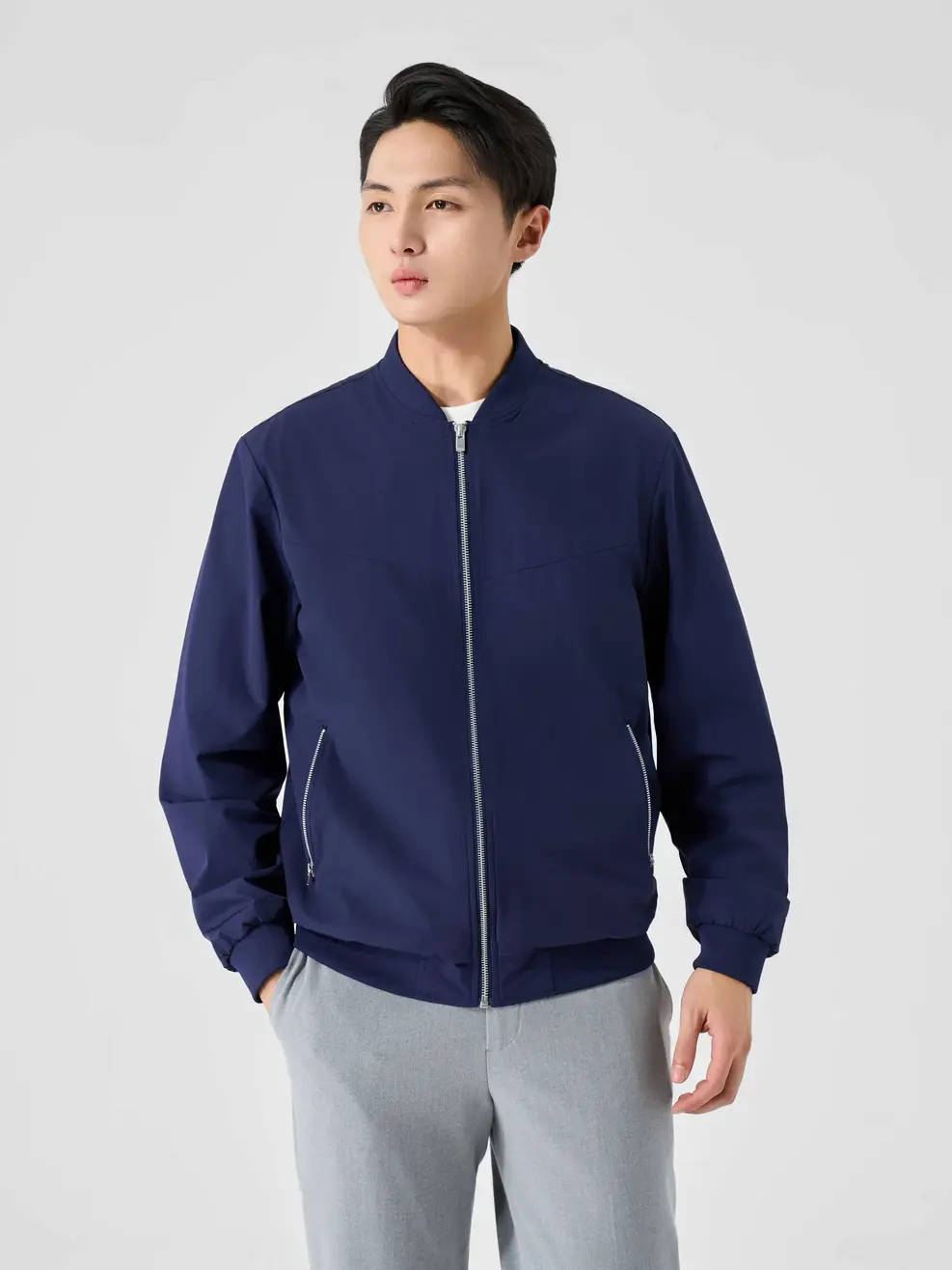 Áo Khoác Nam Bomber Bổ Ngực - Navy - M