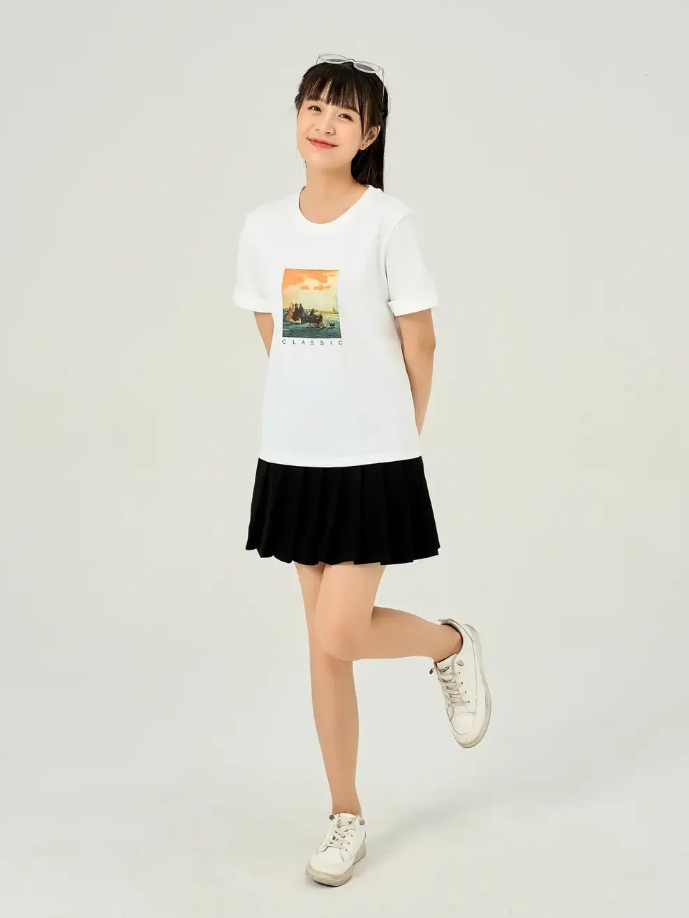 Áo thun nữ classic - Trắng - XL