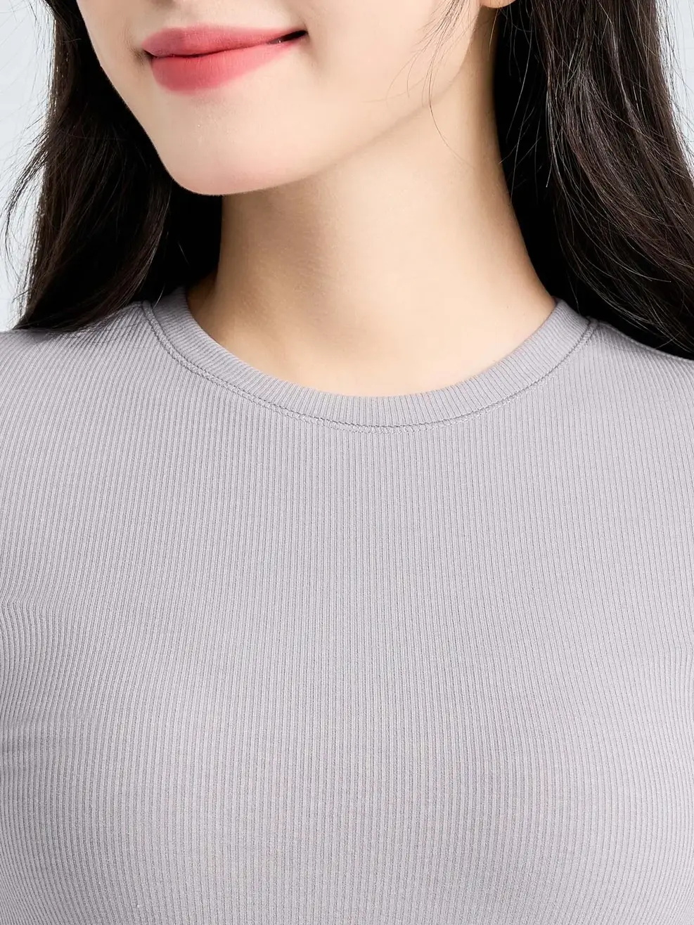 T-shirt Nữ Slimfit Thun Rib Tăm Nhỏ - Ghi - M