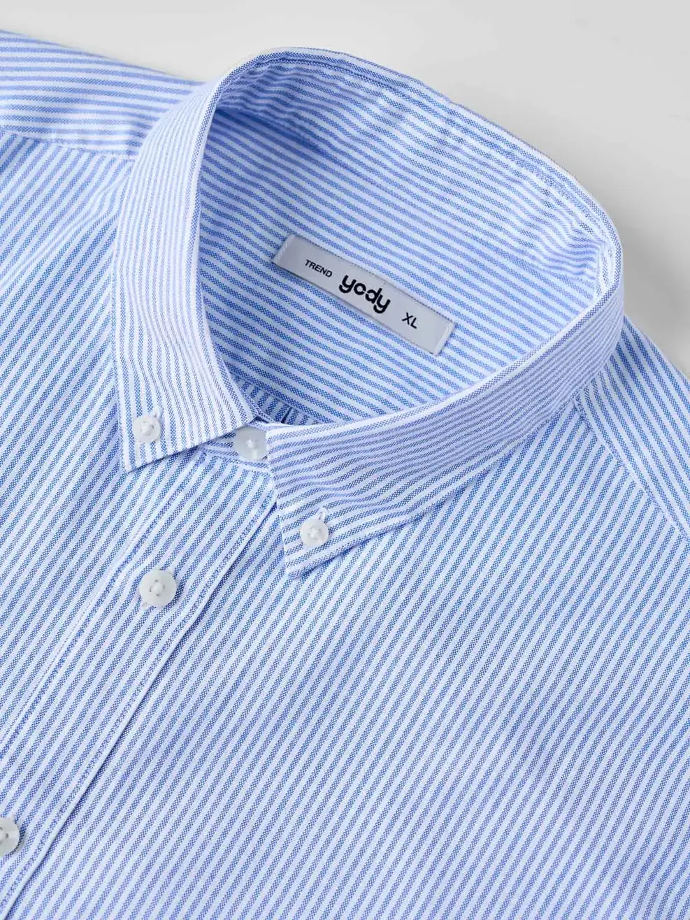 Áo Sơ-mi nam oxford kẻ sọc - Kẻ xanh da trời 180 - M