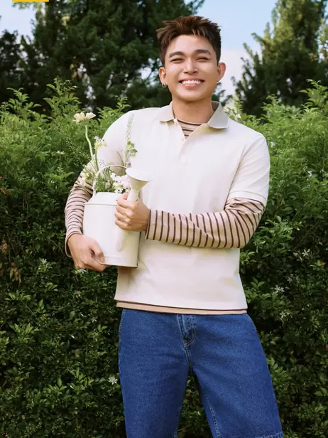 Jun Phạm × Áo Phông Dài Tay Nam Họa Tiết Kẻ
