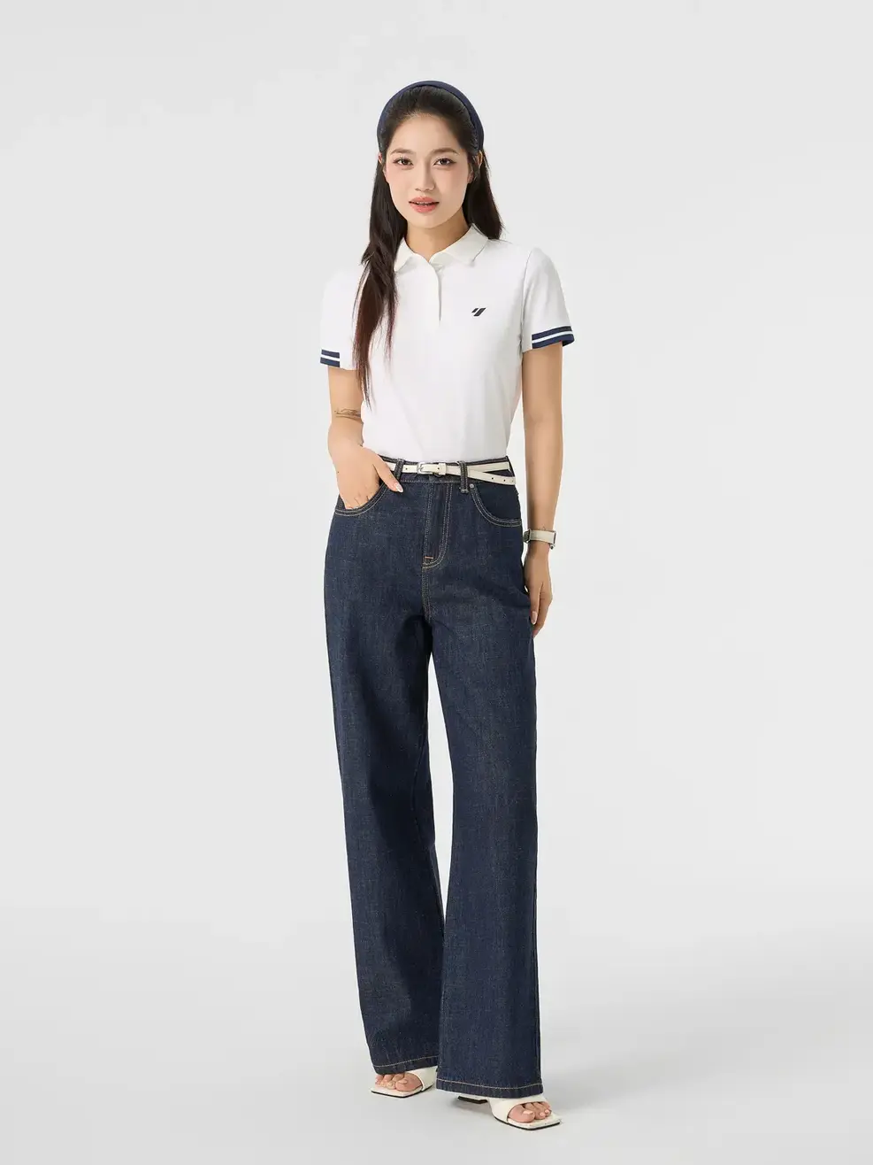 Quần Jeans Suông Gai Xanh - Màu chàm 001 - 26