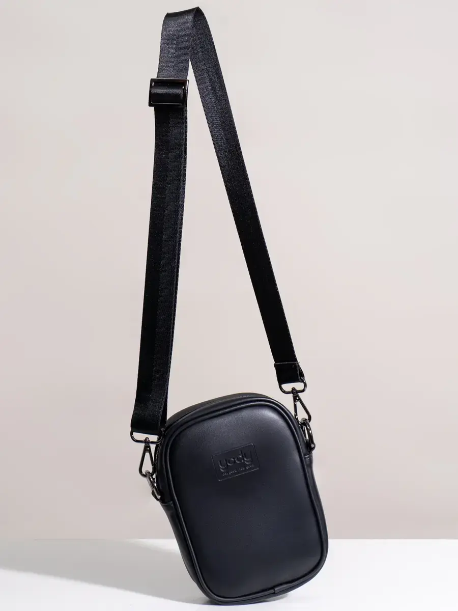 Túi Unisex Đeo Chéo Da Pu - Đen