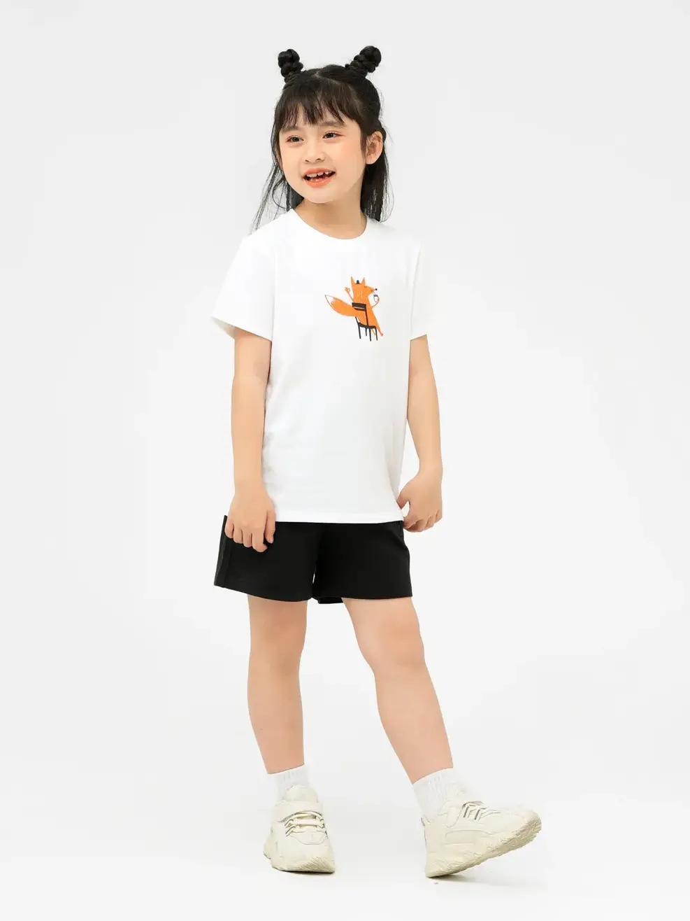 T-shirt Kid In Chú Cáo Nhỏ Cotton Usa - Trắng 1 - 2