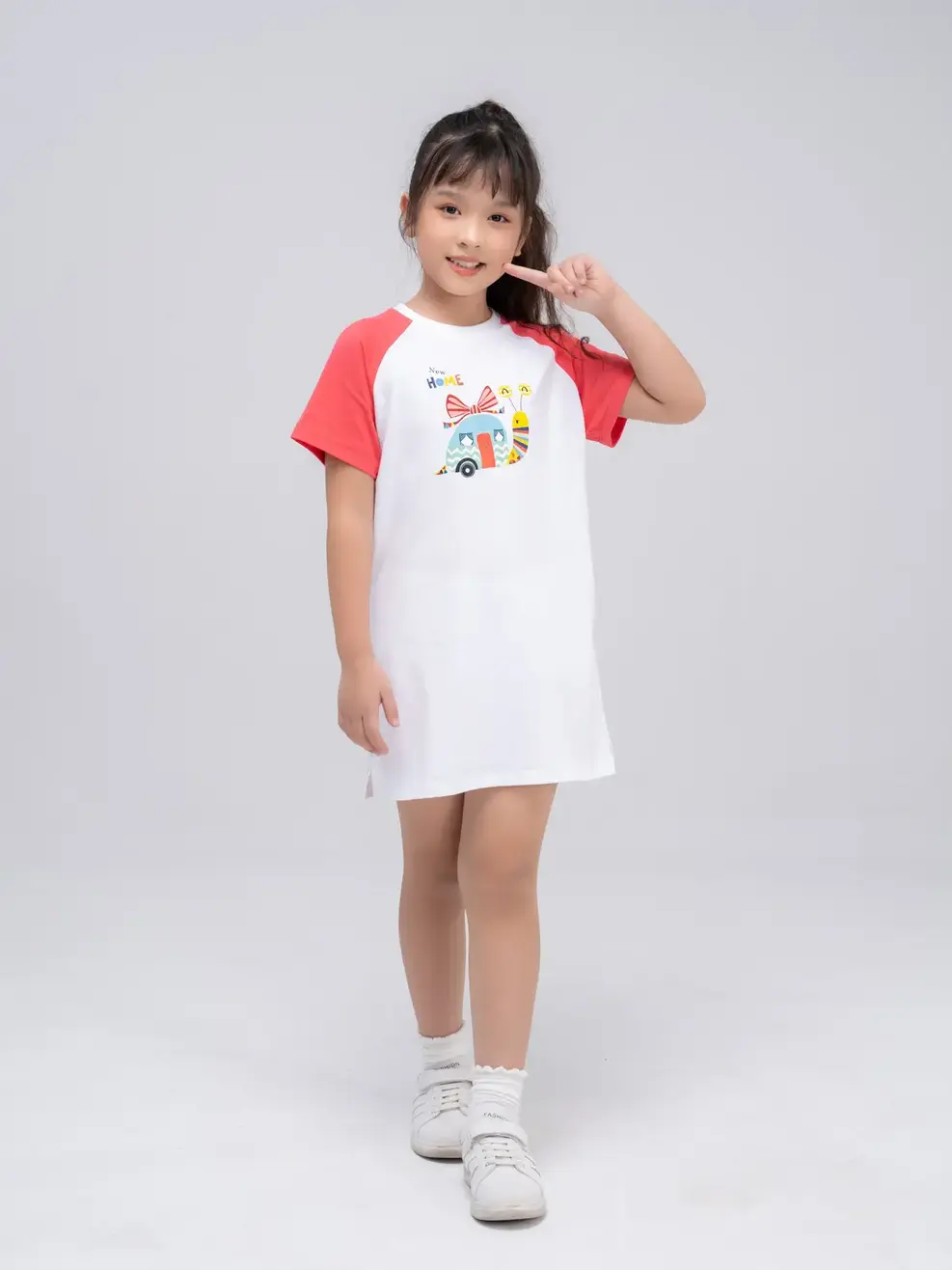Váy trẻ em ốc sên phối tay - Hồng - 2