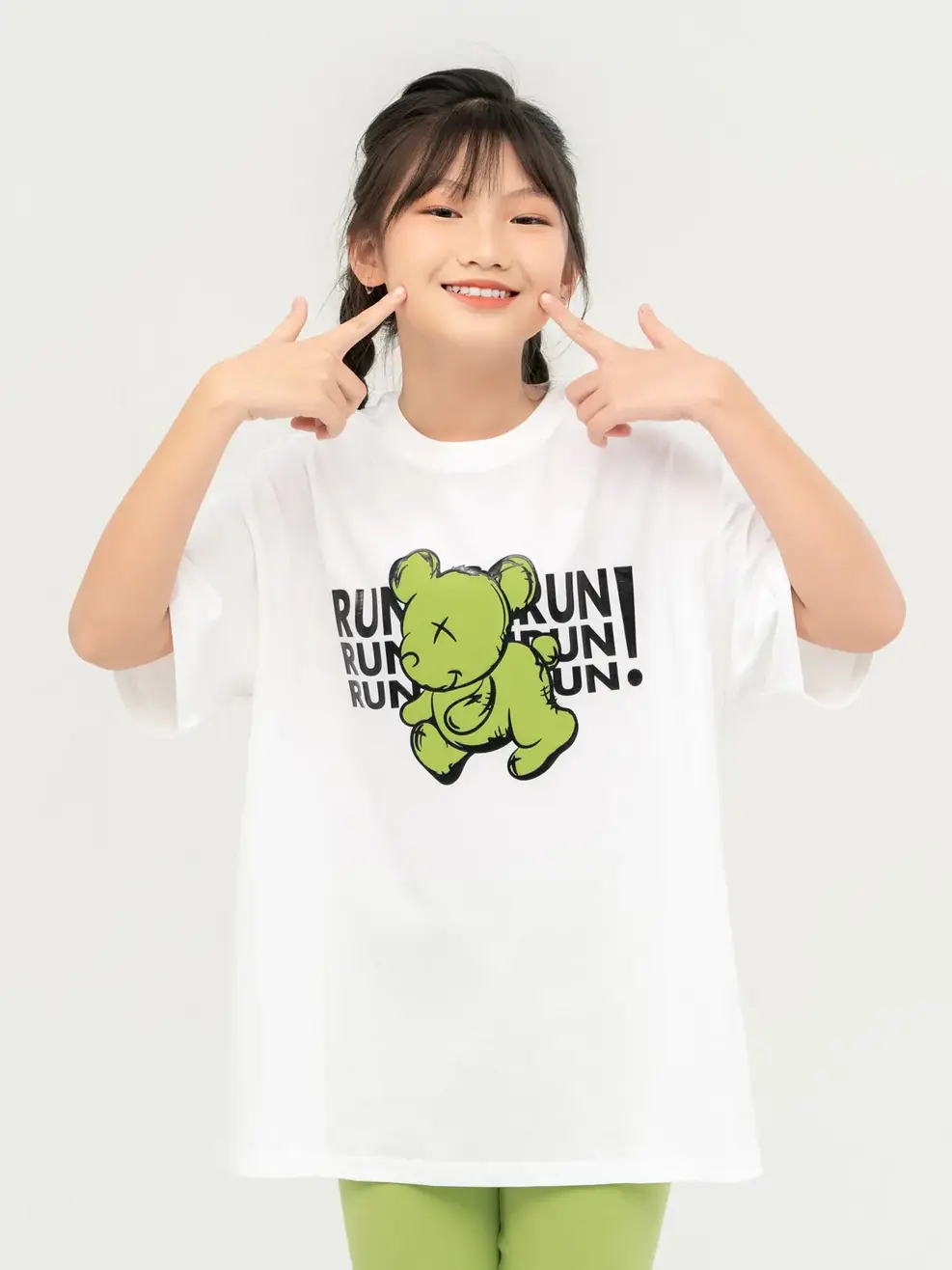 Đồ Bộ Kid In Gấu Run Cotton Usa - Trắng Xanh - 8