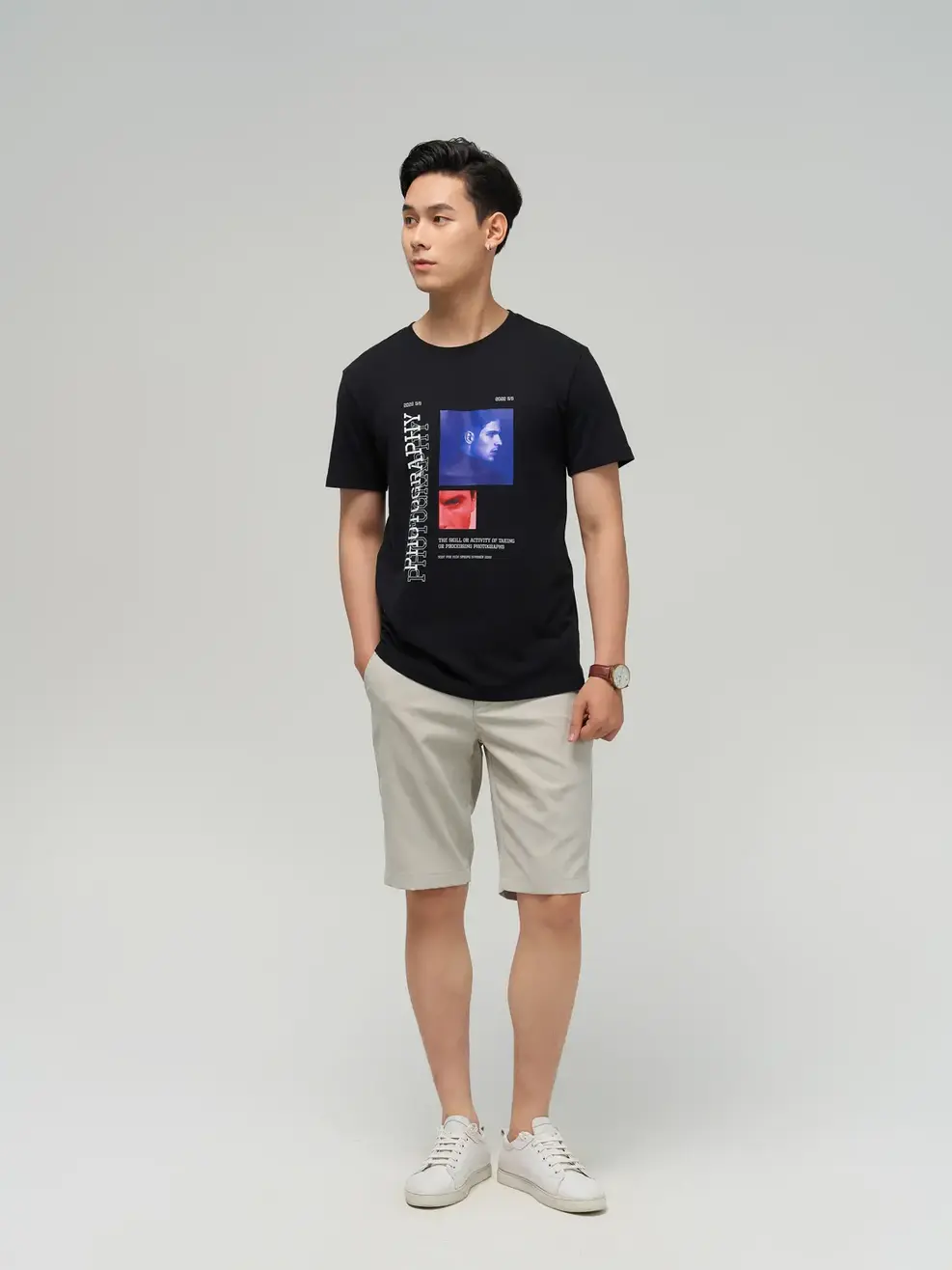 Quần sooc nam diễu túi hậu - Ghi - 33