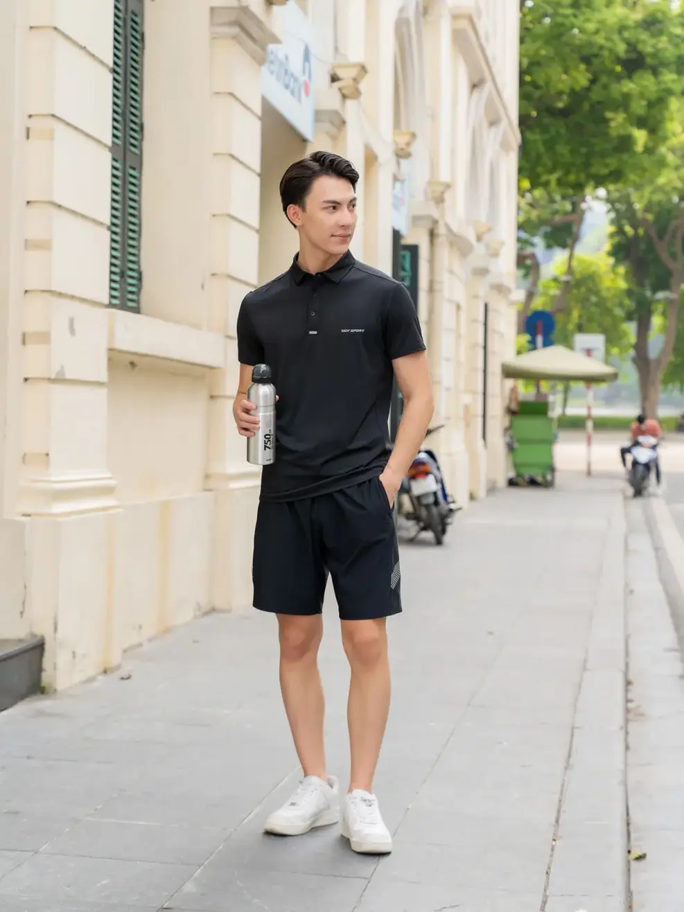 Polo thể thao nam Umorfil - Đen - 2XL