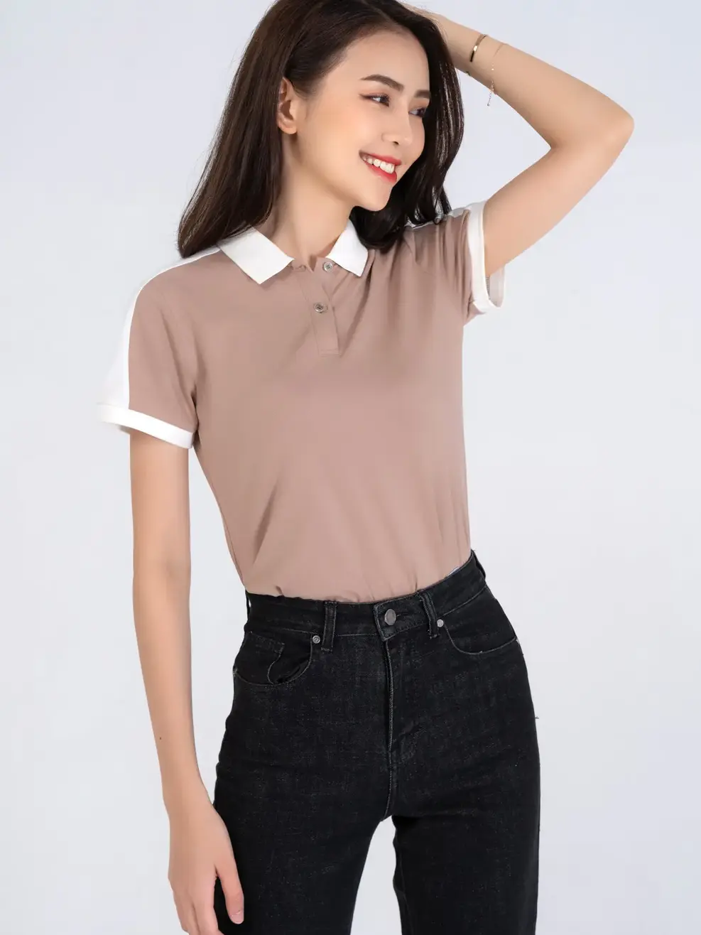 Polo nữ phối vai - Cafe 2 - L