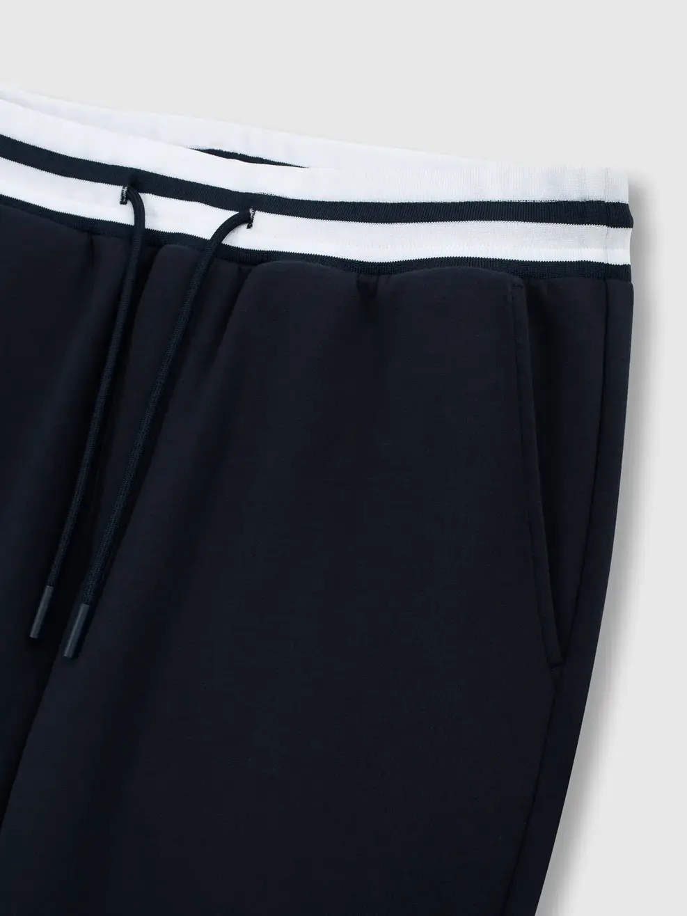 Bộ Đồ Nỉ Nam Cổ Cạp Phối Bo Dệt Kẻ - Navy 001 - M
