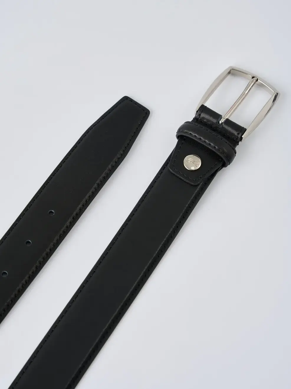 Thắt Lưng Nam Da Bò Khóa Cài Kim Loại 01 - ĐEN PHỐI BẠC 041 - 125