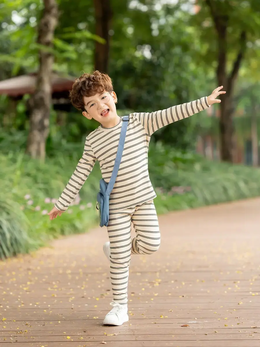 Bộ đồ trẻ em kẻ dáng ôm - Be 2 - 8