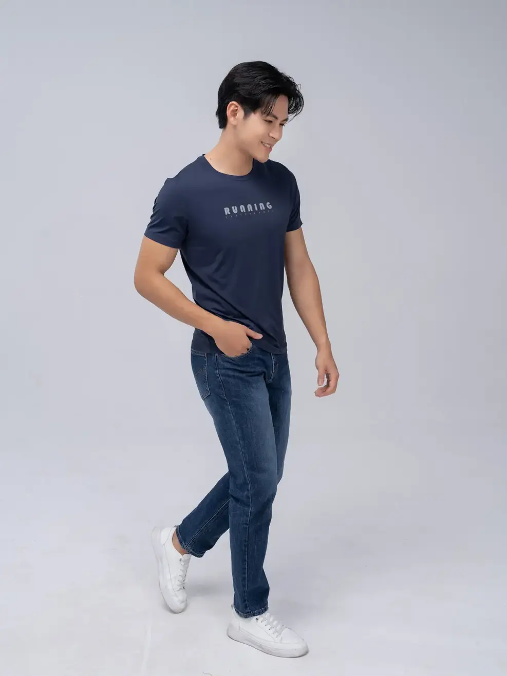 T-shirt thể thao nam running 2 - Tím than - XL