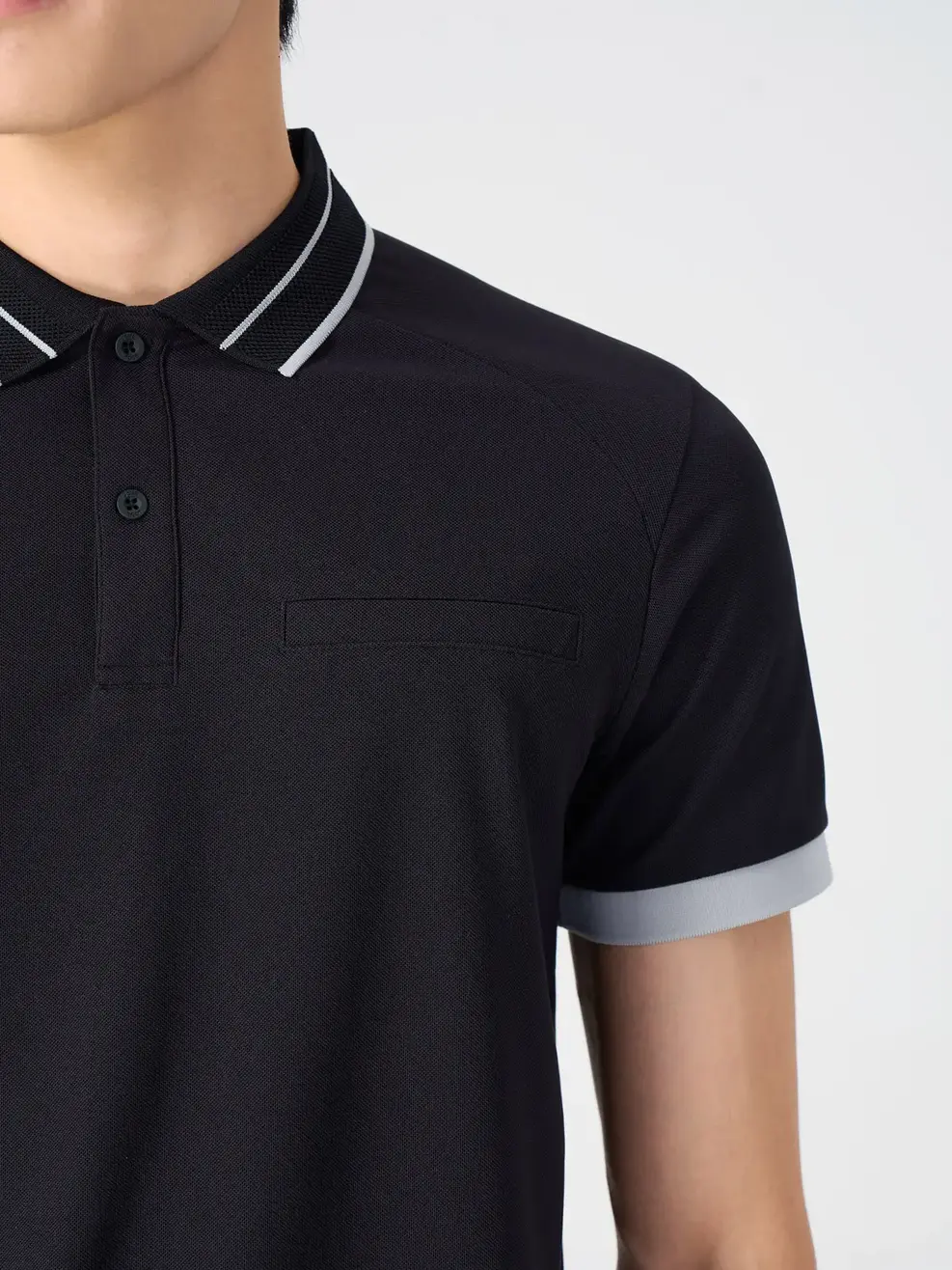 ÁO POLO NAM CAN VAI TÚI CƠI - Đen - M
