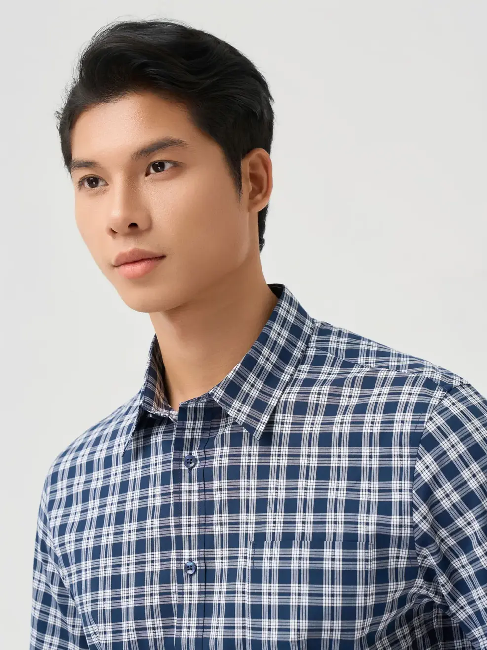 Áo Sơ-mi Ngắn Tay Nam Kẻ Caro - Kẻ tím than 123 - M