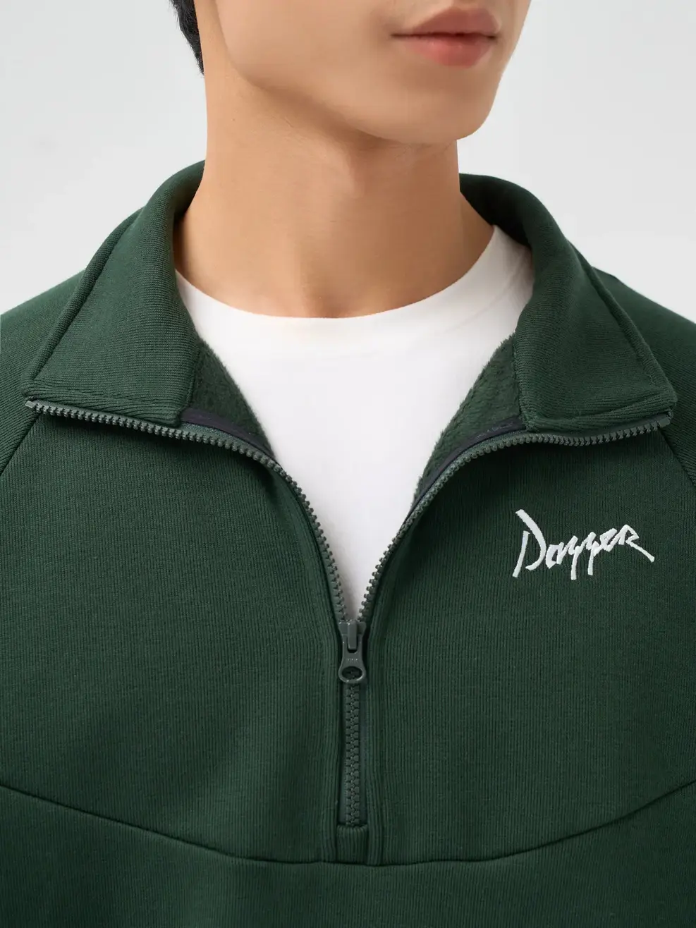 Bộ Đồ Nam Halfzip Thêu Chữ Nhỏ - Xanh Lá 127 - M