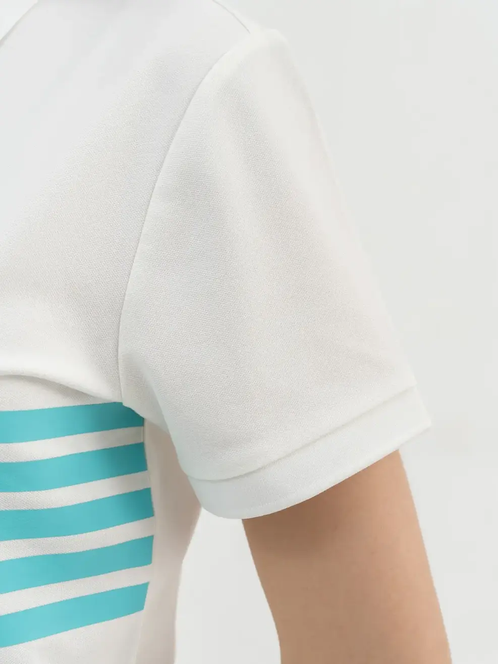 Áo Polo Nữ Mắt Chim In Kẻ - Trắng - S