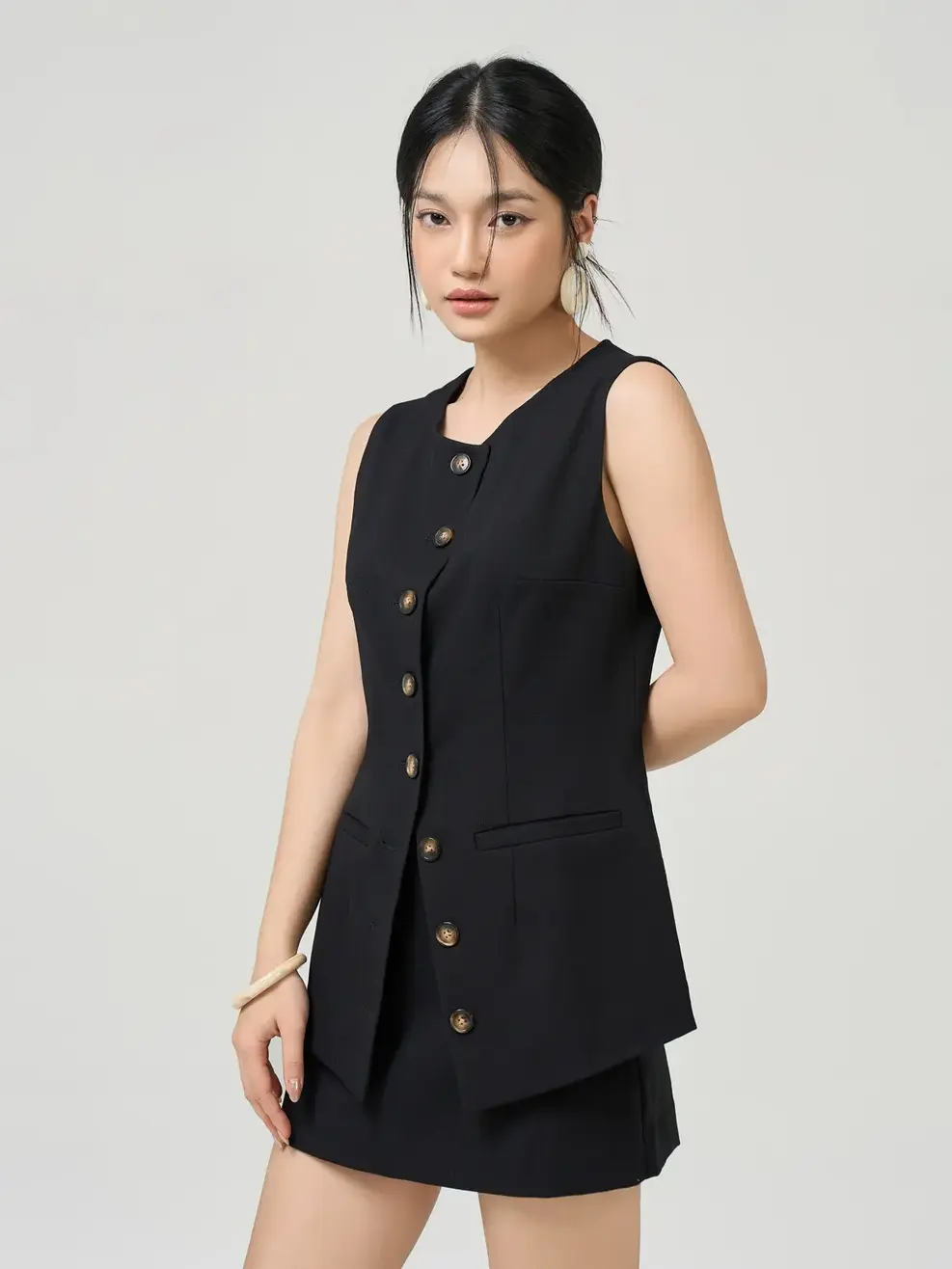 Bộ Đồ Vải Kẻ - ĐEN 02 - M