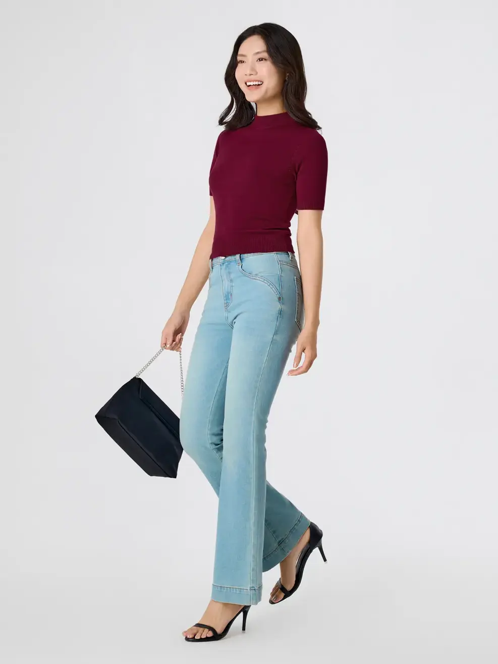 Áo Len Nữ Ngắn Tay Bo Gấu - Đỏ 033 - M