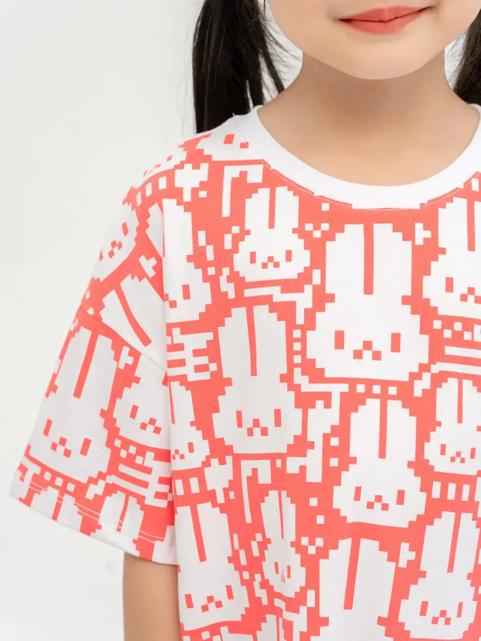 Váy Thun Kid In Tràn Thỏ - Trắng hồng - 2